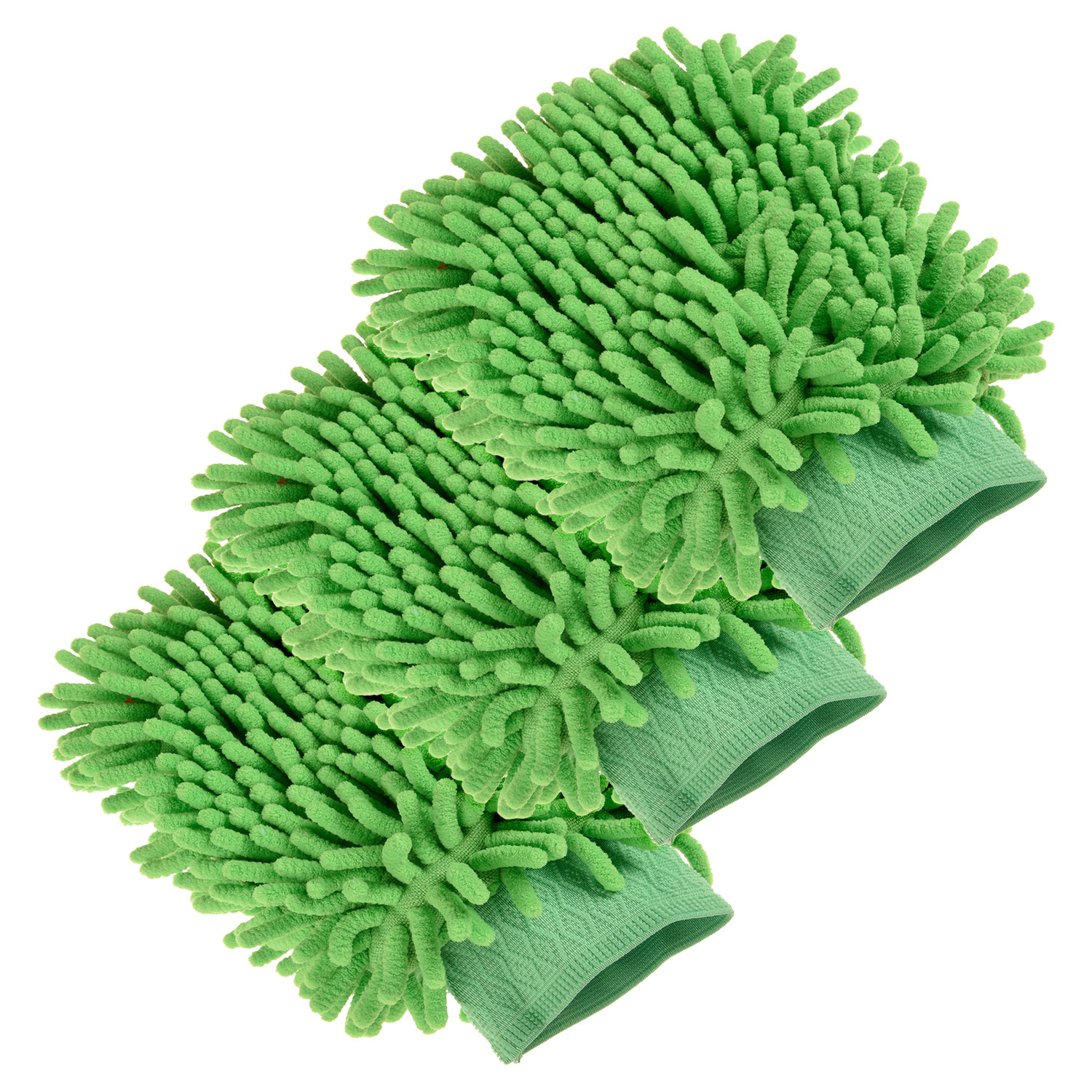 Kuber Industries Chenille Mitts|Microfiber Cleaning Gloves|Inside Waterproof Cloth Gloves|100 Gram Weighted Hand Duster|Hand Chenille Gloves For Car|Glass (Green)