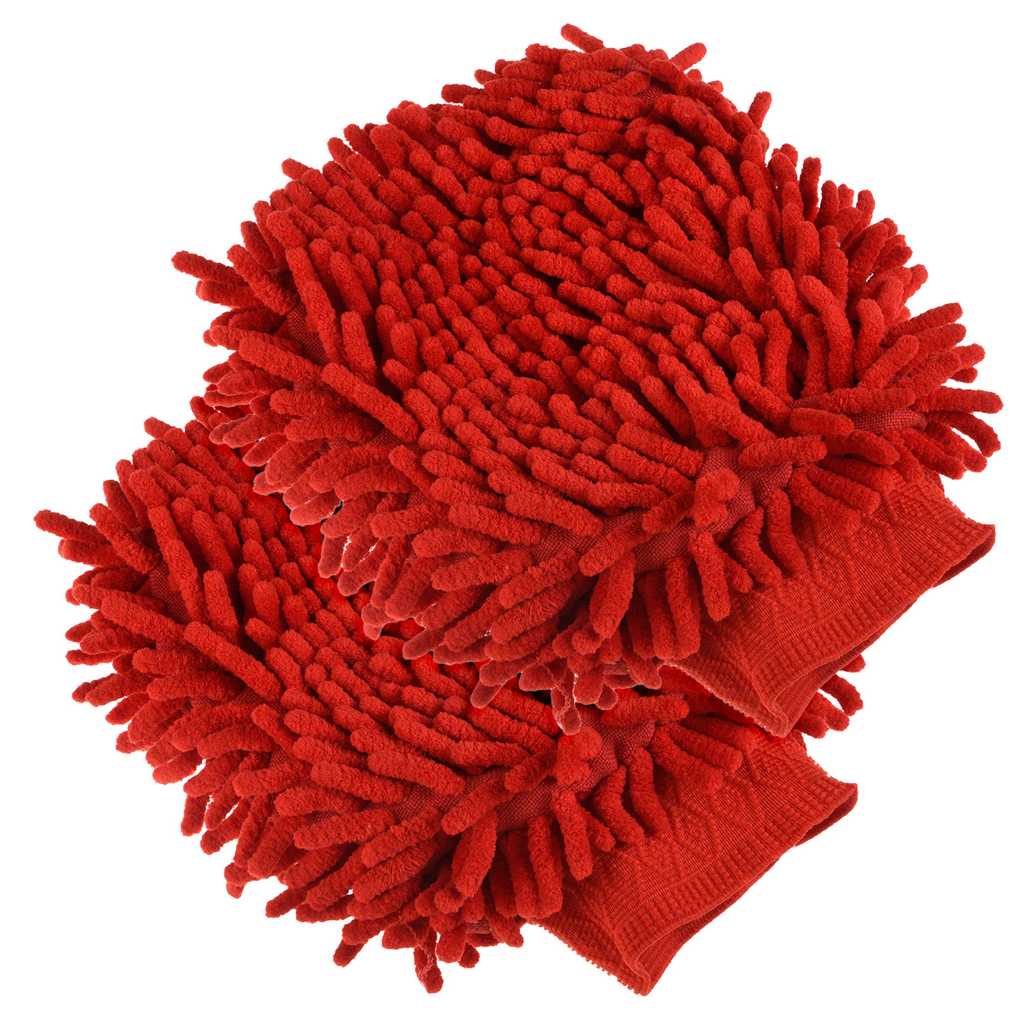 Kuber Industries Chenille Mitts|Microfiber Cleaning Gloves|Inside Waterproof Cloth Gloves|100 Gram Weighted Hand Duster|Hand Chenille Gloves For Car|Glass (Red)