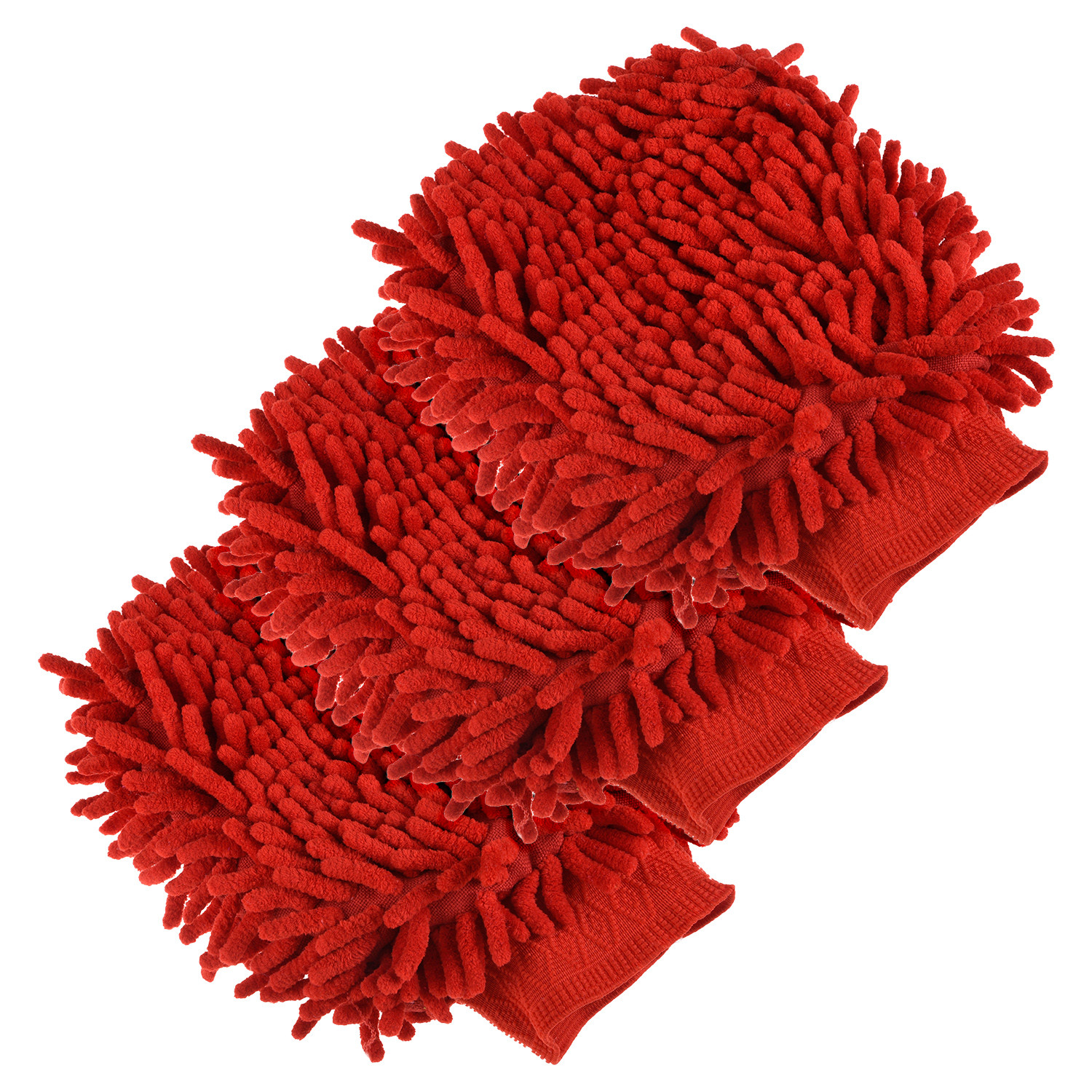 Kuber Industries Chenille Mitts|Microfiber Cleaning Gloves|Inside Waterproof Cloth Gloves|100 Gram Weighted Hand Duster|Hand Chenille Gloves For Car|Glass (Red)