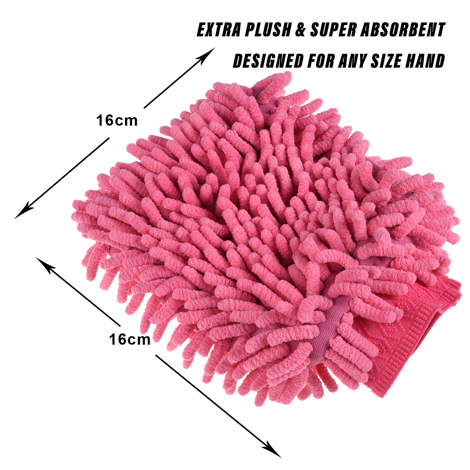 Kuber Industries Chenille Mitts|Microfiber Cleaning Gloves|Inside Waterproof Cloth Gloves|100 Gram Weighted Hand Duster|Hand Chenille Gloves For Car|Glass (Pink)