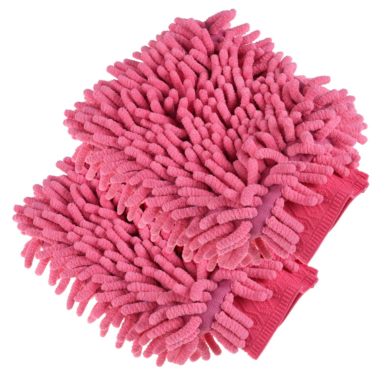 Kuber Industries Chenille Mitts|Microfiber Cleaning Gloves|Inside Waterproof Cloth Gloves|100 Gram Weighted Hand Duster|Hand Chenille Gloves For Car|Glass (Pink)