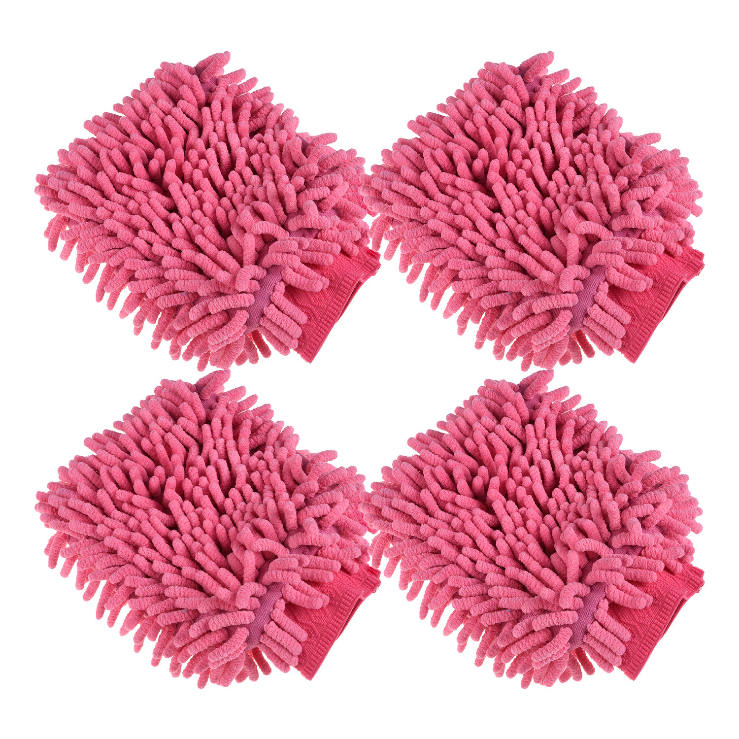 Kuber Industries Chenille Mitts|Microfiber Cleaning Gloves|Inside Waterproof Cloth Gloves|100 Gram Weighted Hand Duster|Hand Chenille Gloves For Car|Glass (Pink)