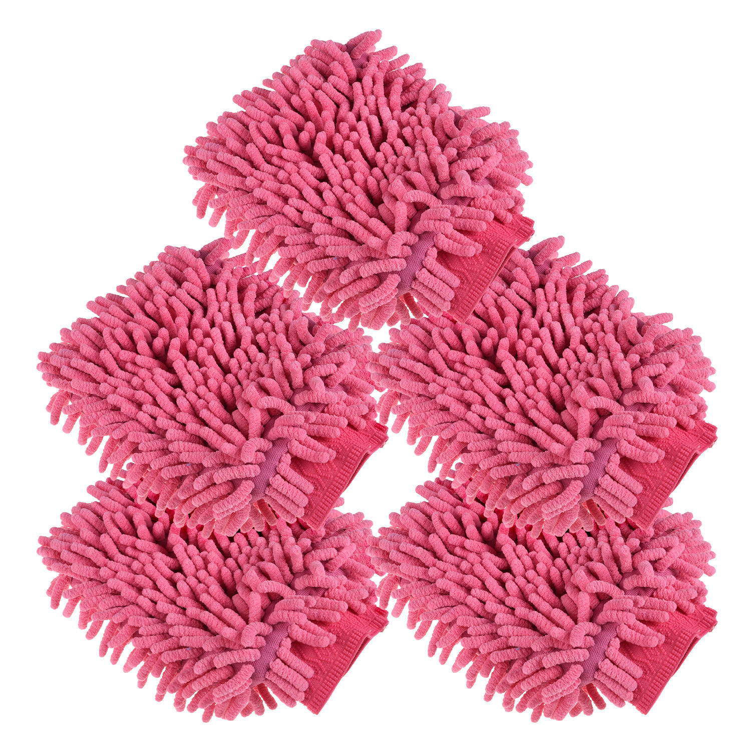 Kuber Industries Chenille Mitts|Microfiber Cleaning Gloves|Inside Waterproof Cloth Gloves|100 Gram Weighted Hand Duster|Hand Chenille Gloves For Car|Glass (Pink)