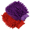 Kuber Industries Chenille Mitts|Microfiber Cleaning Gloves|Inside Waterproof Cloth Gloves|100 Gram Weighted Hand Duster|Chenille Gloves For Car|Glass|Pack of 2 (Purple &amp; Red)
