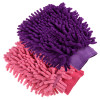 Kuber Industries Chenille Mitts|Microfiber Cleaning Gloves|Inside Waterproof Cloth Gloves|100 Gram Weighted Hand Duster|Chenille Gloves For Car|Glass|Pack of 2 (Purple &amp; Pink)