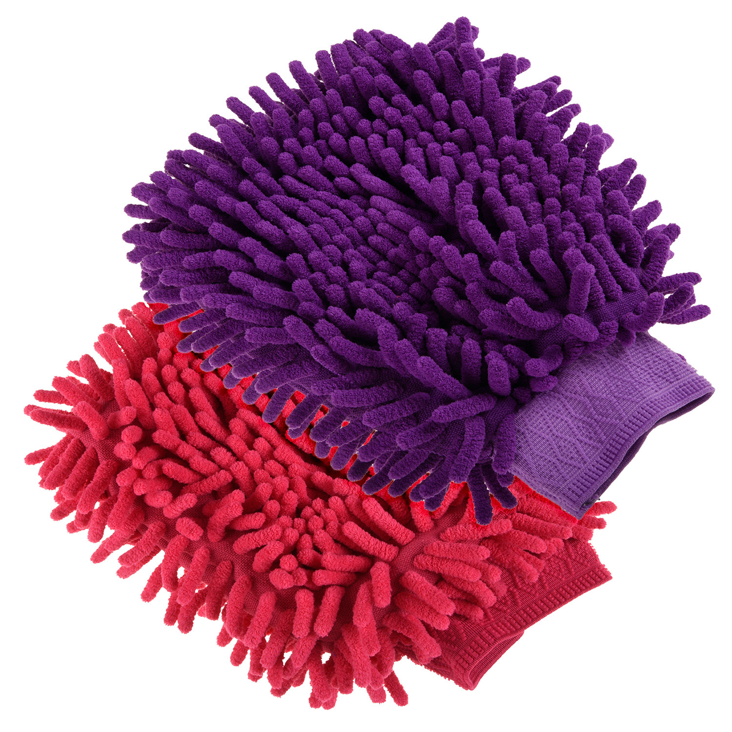 Kuber Industries Chenille Mitts|Microfiber Cleaning Gloves|Inside Waterproof Cloth Gloves|100 Gram Weighted Hand Duster|Chenille Gloves For Car|Glass|Pack of 2 (Purple & Dark Pink)