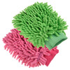 Kuber Industries Chenille Mitts|Microfiber Cleaning Gloves|Inside Waterproof Cloth Gloves|100 Gram Weighted Hand Duster|Chenille Gloves For Car|Glass|Pack of 2 (Green &amp; Pink)