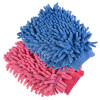 Kuber Industries Chenille Mitts|Microfiber Cleaning Gloves|Inside Waterproof Cloth Gloves|100 Gram Weighted Hand Duster|Chenille Gloves For Car|Glass|Pack of 2 (Blue &amp; Pink)