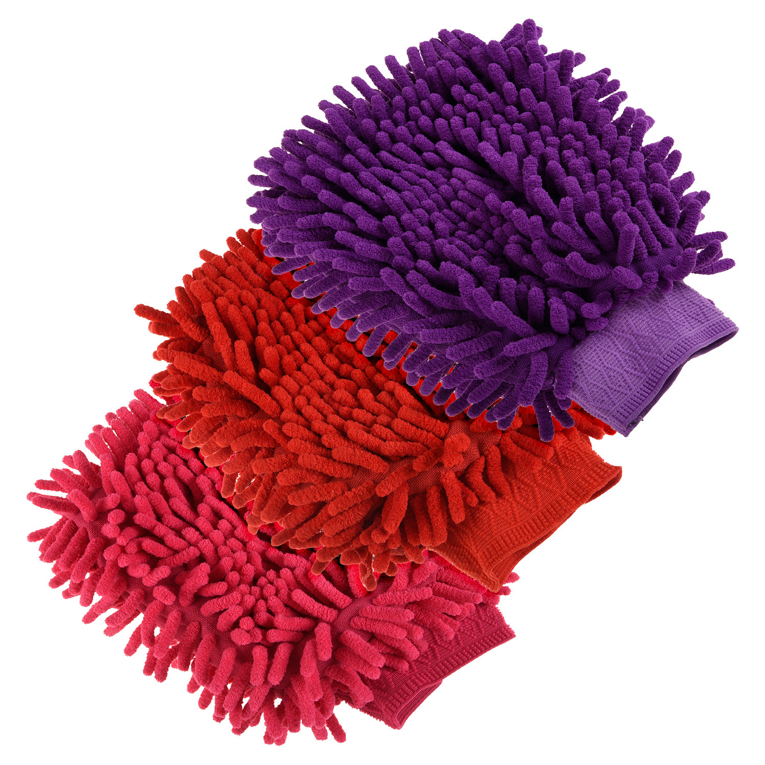 Kuber Industries Chenille Mitts|Microfiber Cleaning Gloves|Inside Waterproof Cloth Gloves|100 Gram Weighted Hand Duster|Chenille Gloves For Car|Glass|Pack of 3 (Multicolor)