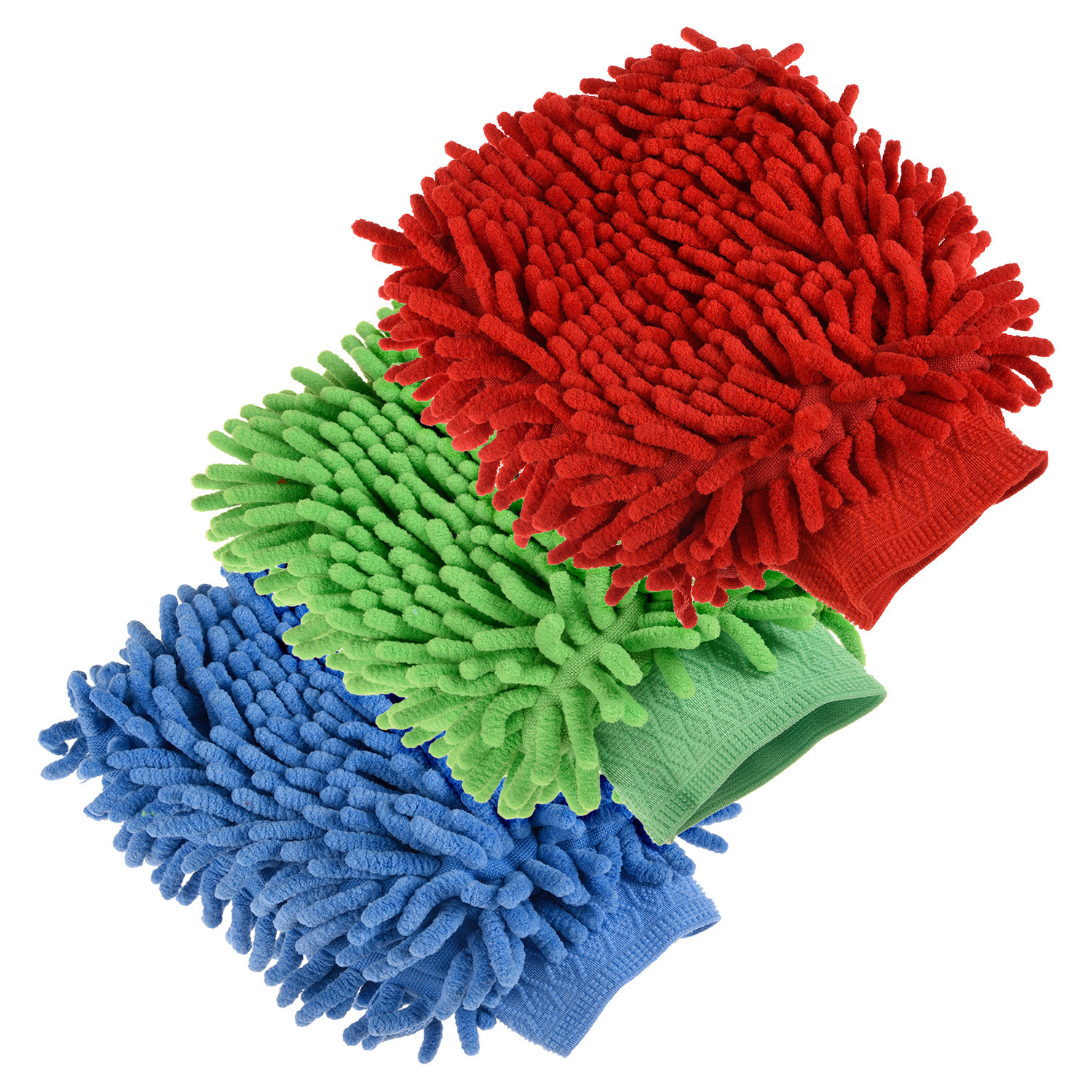 Kuber Industries Chenille Mitts|Microfiber Cleaning Gloves|Inside Waterproof Cloth Gloves|100 Gram Weighted Hand Duster|Chenille Gloves For Car|Glass|Pack of 3 (Multicolor)