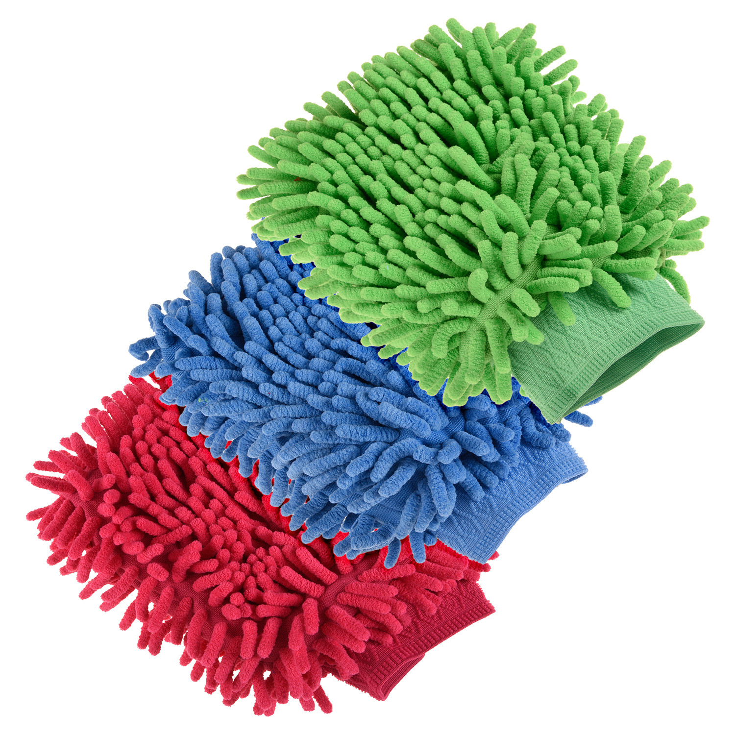 Kuber Industries Chenille Mitts|Microfiber Cleaning Gloves|Inside Waterproof Cloth Gloves|100 Gram Weighted Hand Duster|Chenille Gloves For Car|Glass|Pack of 3 (Multicolor)