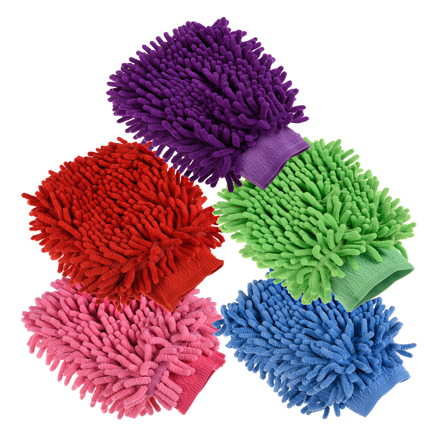 Kuber Industries Chenille Mitts|Microfiber Cleaning Gloves|Inside Waterproof Cloth Gloves|100 Gram Weighted Hand Duster|Chenille Gloves For Car|Glass|Pack of 5 (Multicolor)