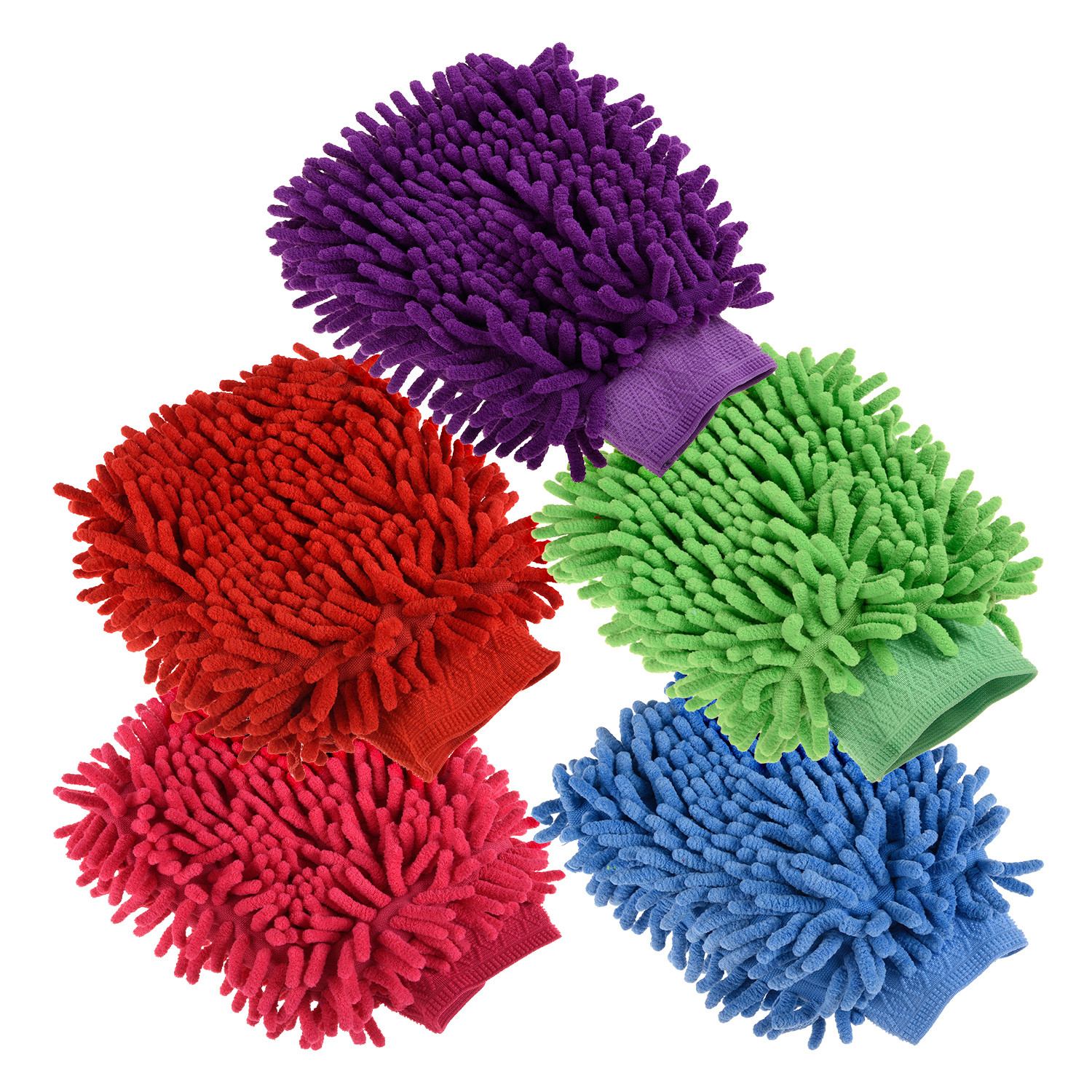 Kuber Industries Chenille Mitts|Microfiber Cleaning Gloves|Inside Waterproof Cloth Gloves|100 Gram Weighted Hand Duster|Chenille Gloves For Car|Glass|Pack of 5 (Multicolor)
