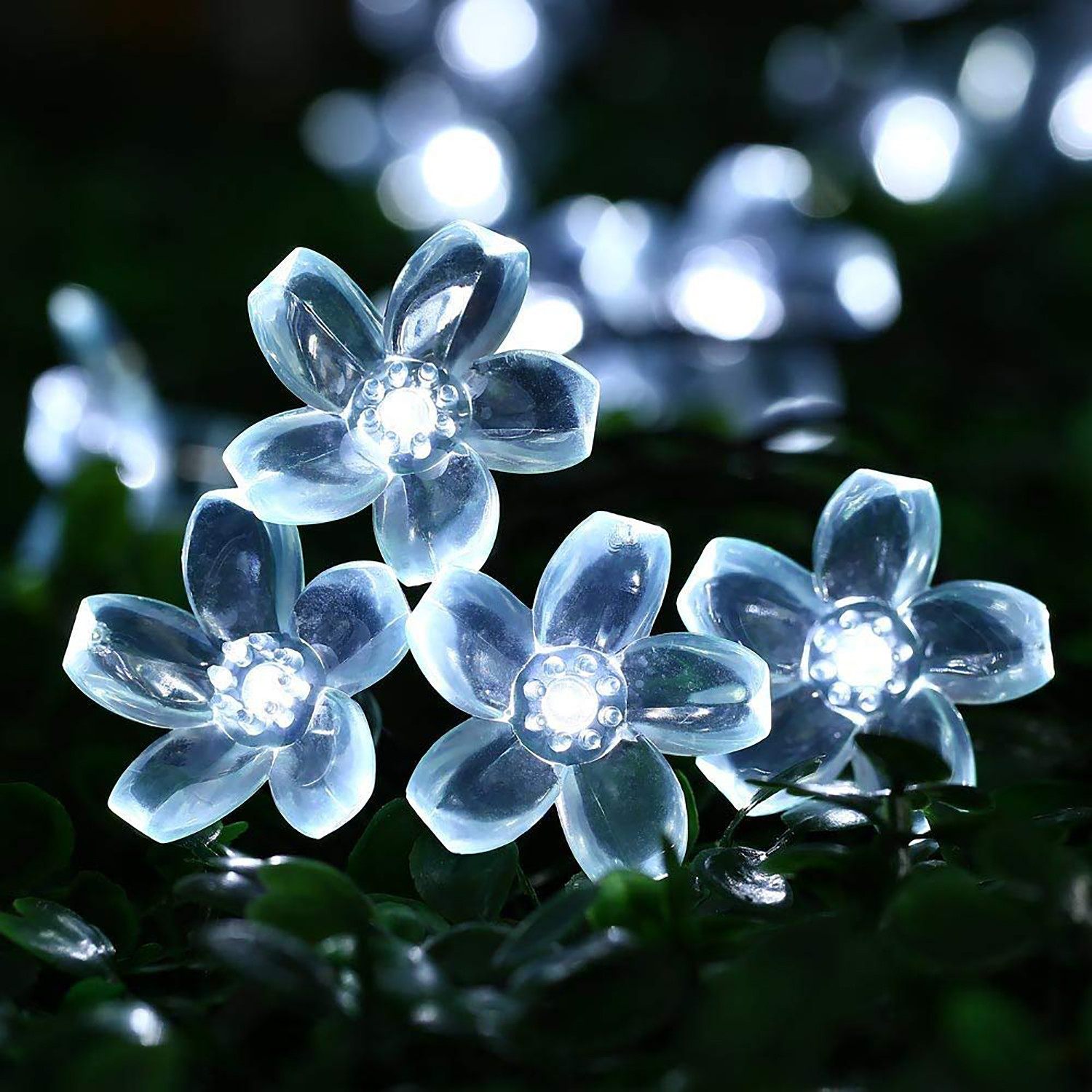Kuber Industries Cherry Blossom Flower Shape String Lights|Home Decoration Brown Lights|String Fairy Lights for Birthday Party,Christmas,Diwali,14 LED (Warm White)