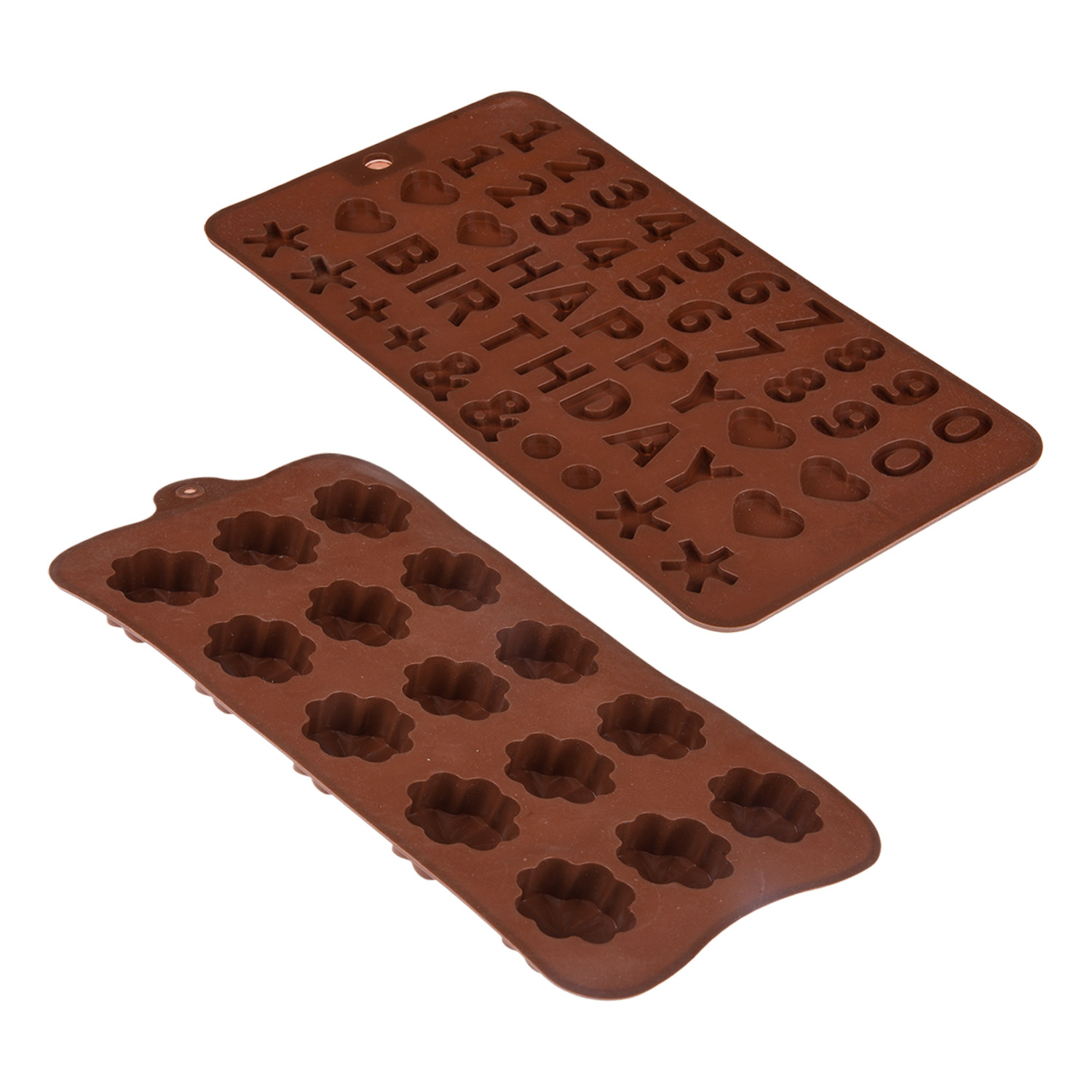 Kuber Industries Chocolate Mould | Silicone Cookies Mould Cake | Chocolate Cookies Tray | Chocolate Mould Tray | Non-Stick Cookies Moulds | Candy Mold Tray | Pack of 2 | Brown