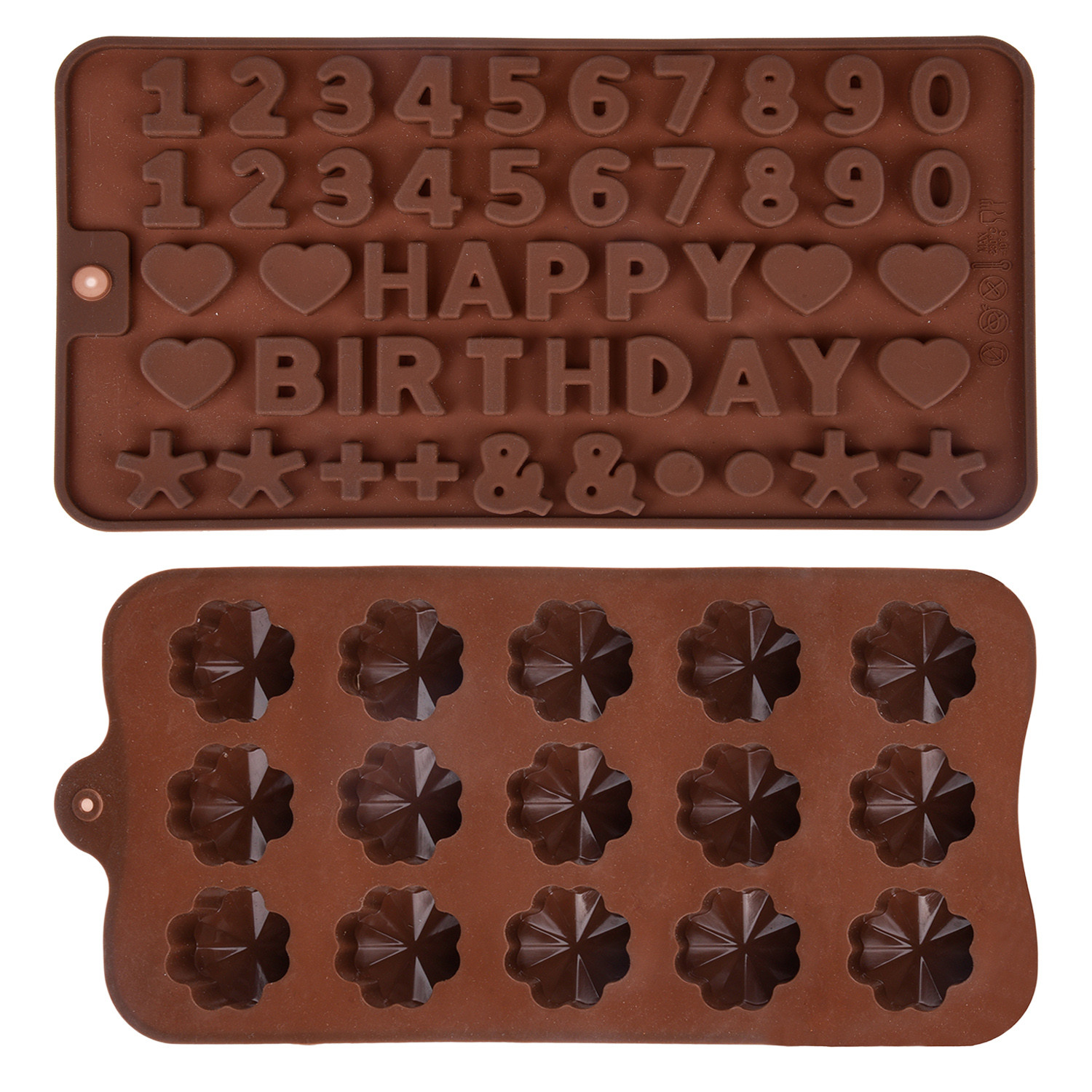 Kuber Industries Chocolate Mould | Silicone Cookies Mould Cake | Chocolate Cookies Tray | Chocolate Mould Tray | Non-Stick Cookies Moulds | Candy Mold Tray | Pack of 2 | Brown