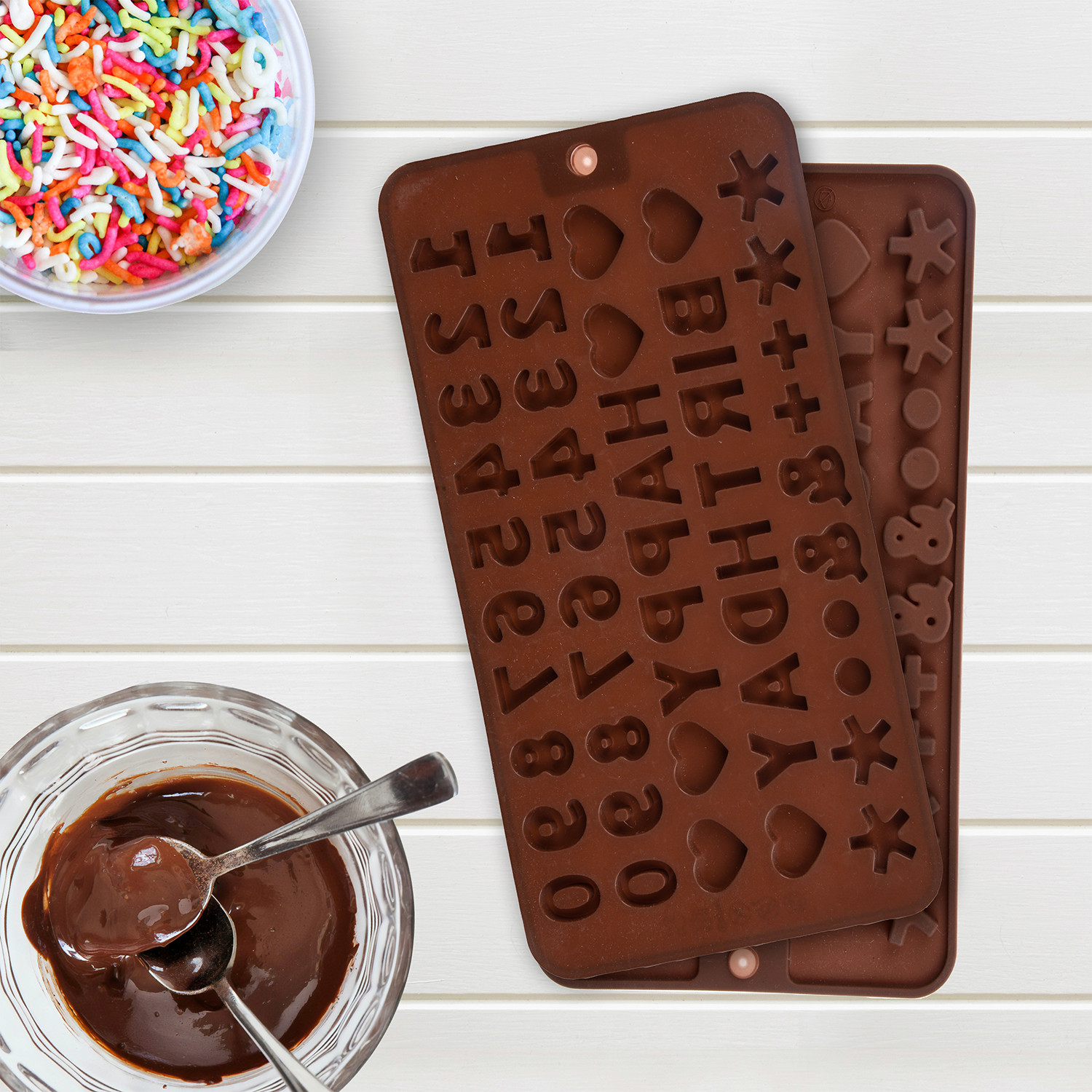 Kuber Industries Chocolate Mould | Silicone Cookies Mould Cake | Chocolate Cookies Tray | Chocolate Mould Tray | Non-Stick Cookies Moulds | Candy Mold Tray | Pack of 2 | Brown