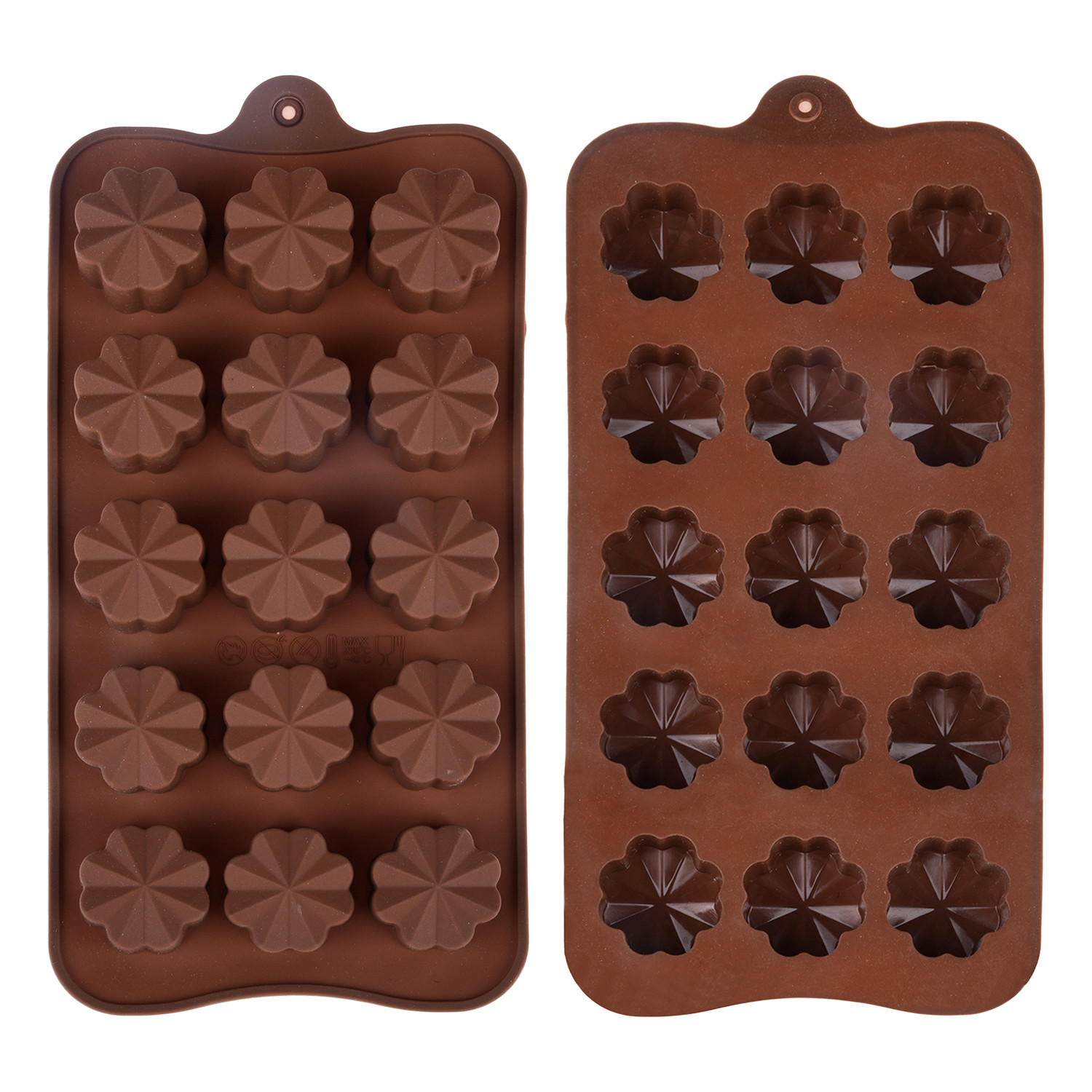 Kuber Industries Chocolate Mould | Silicone Cookies Mould Cake | Chocolate Cookies Tray | Flower Chocolate Mould Tray | Non-Stick Cookies Moulds | Candy Mold Tray | Brown