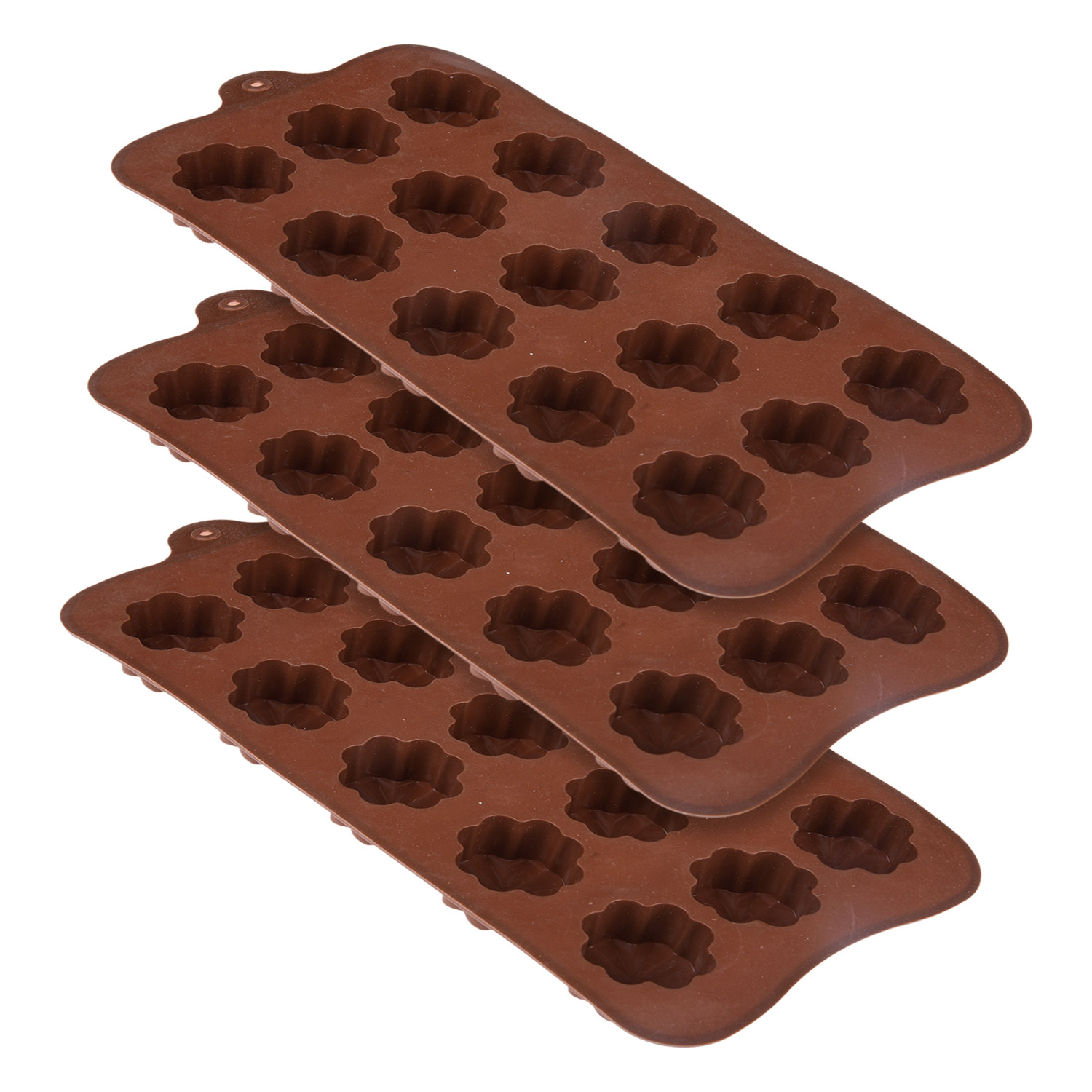 Kuber Industries Chocolate Mould | Silicone Cookies Mould Cake | Chocolate Cookies Tray | Flower Chocolate Mould Tray | Non-Stick Cookies Moulds | Candy Mold Tray | Brown