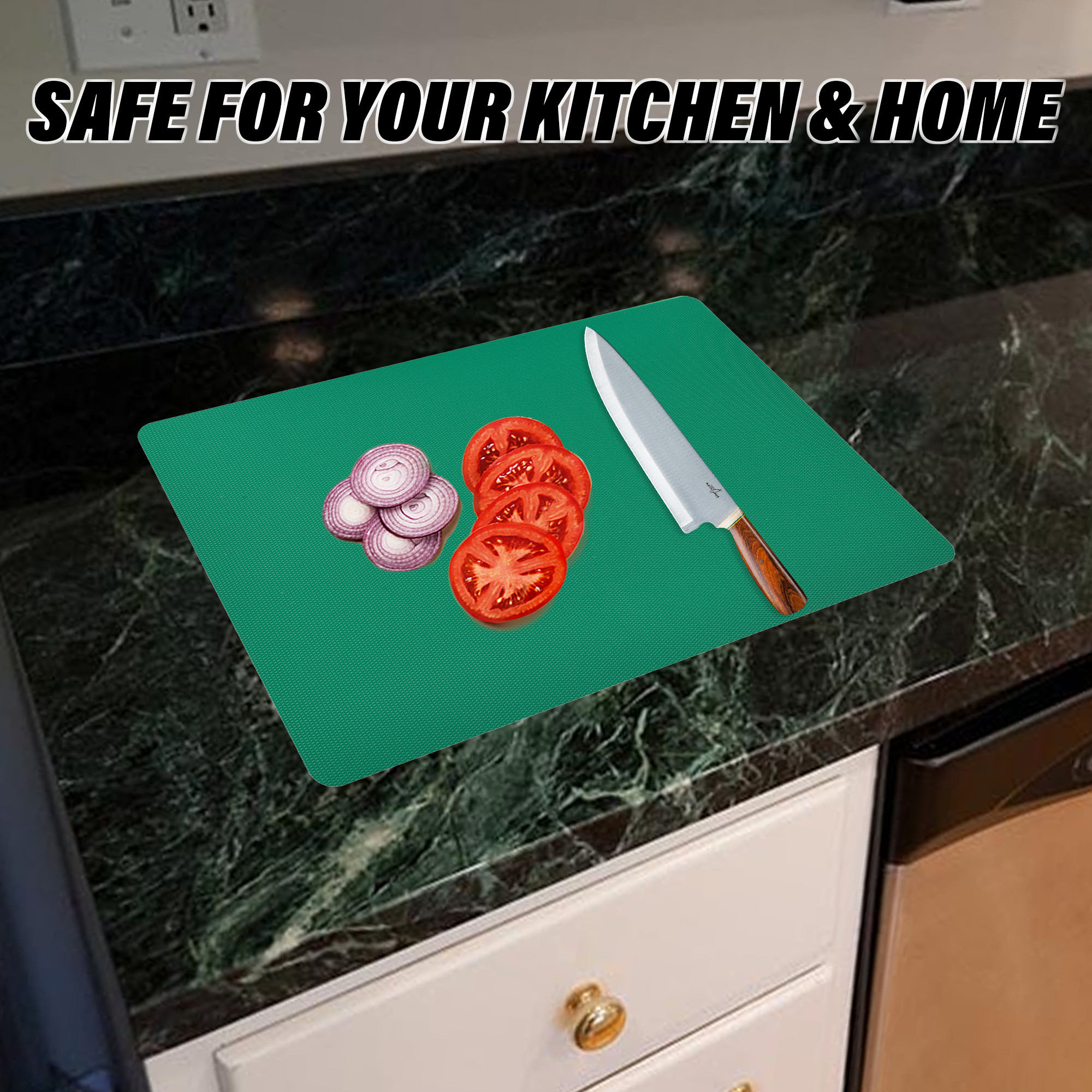 Kuber Industries Chopping Mat  Flexible Plastic Cutting Mat  Back Textured Chopping Mat  Kitchen Cutting Mat  Vegetables Cutting Mat  Chopping Mat for Cooking  2 Pieces Set  Green