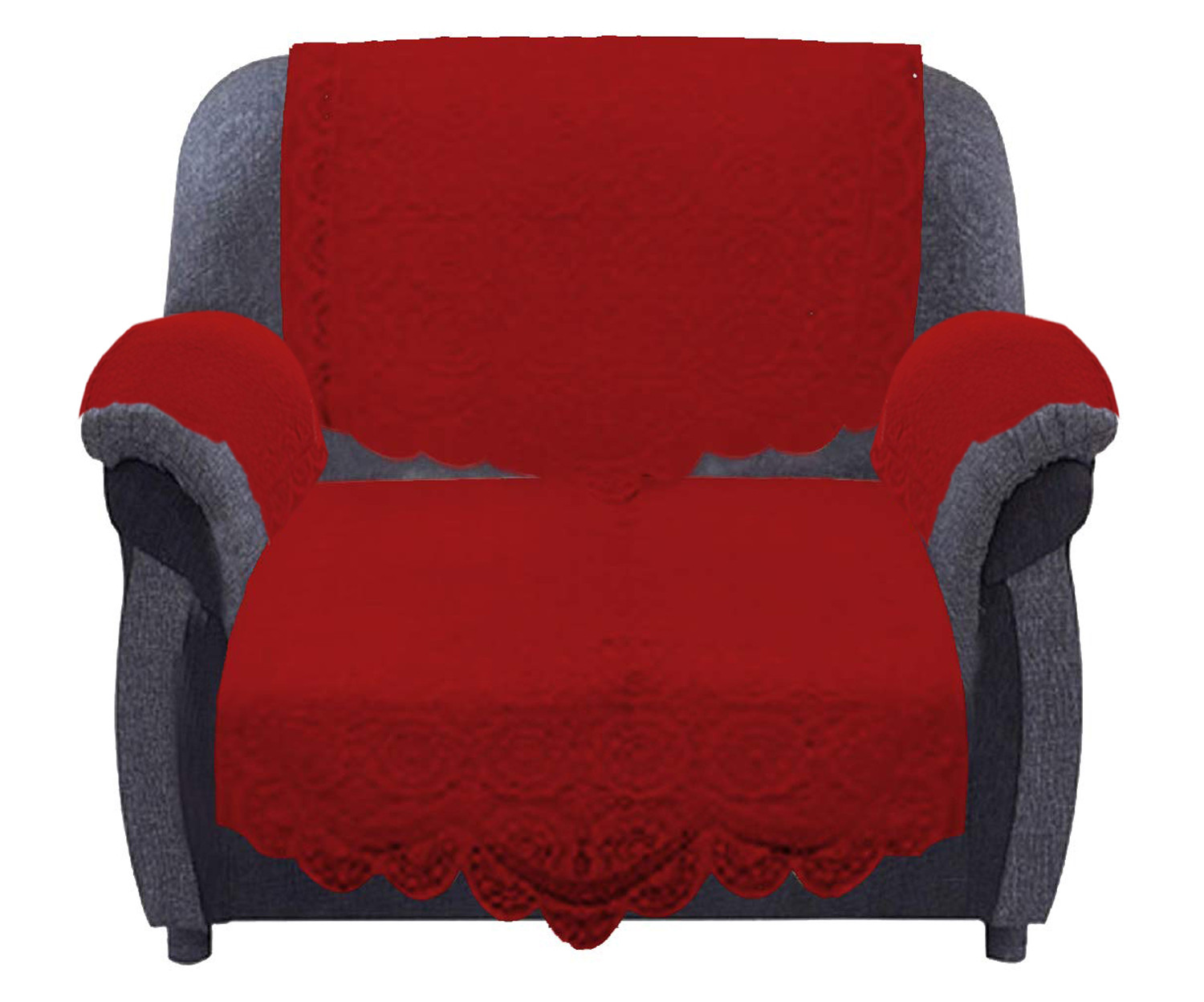Kuber Industries Circle Design Cotton 5 Seater Sofa Cover Set with 6 Pieces Arms Cover (Set Of 16,Maroon )-KUBMRT11942