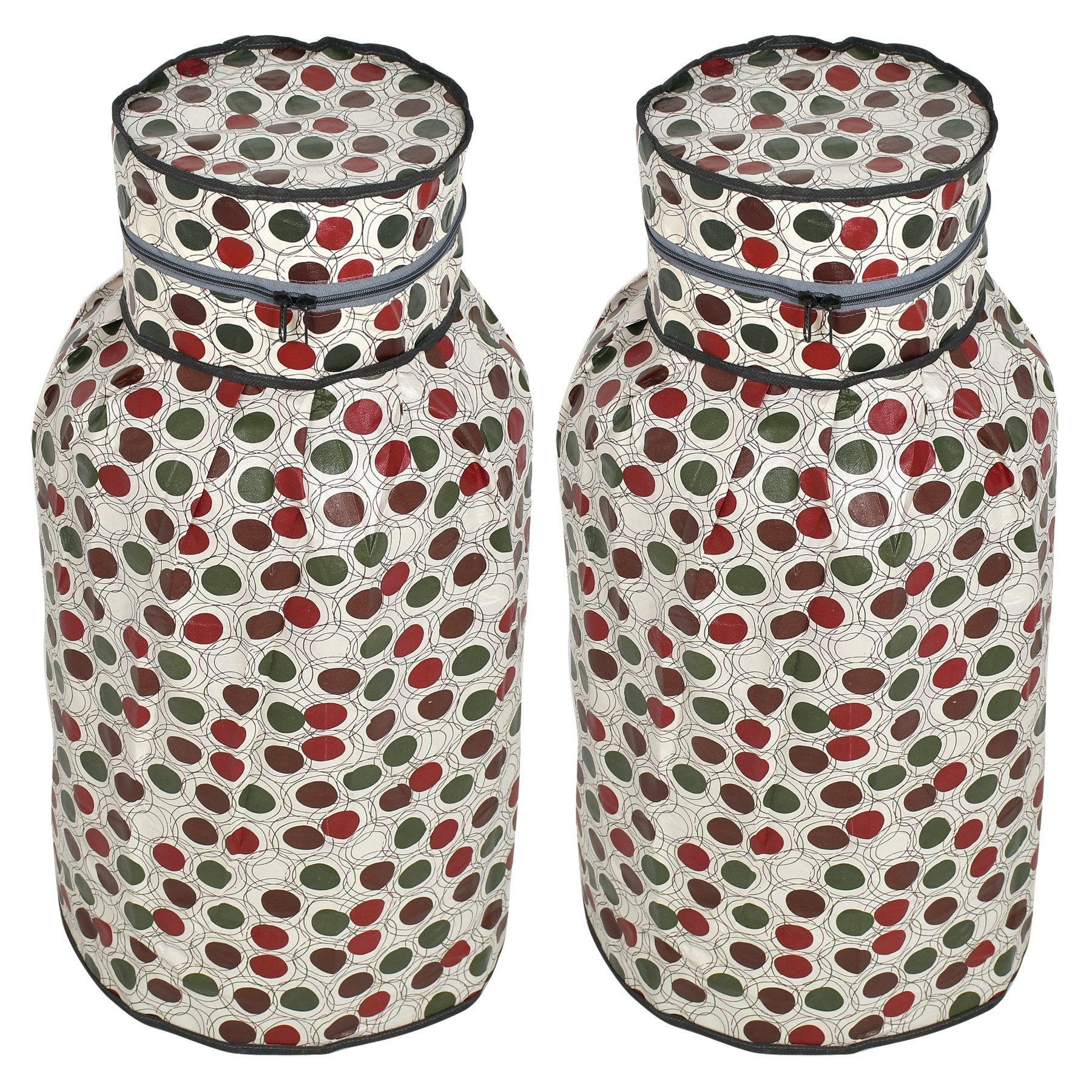 Kuber Industries Circle Design PVC Lpg Gas Cylinder Cover (Maroon & Cream)-HS43KUBMART25613