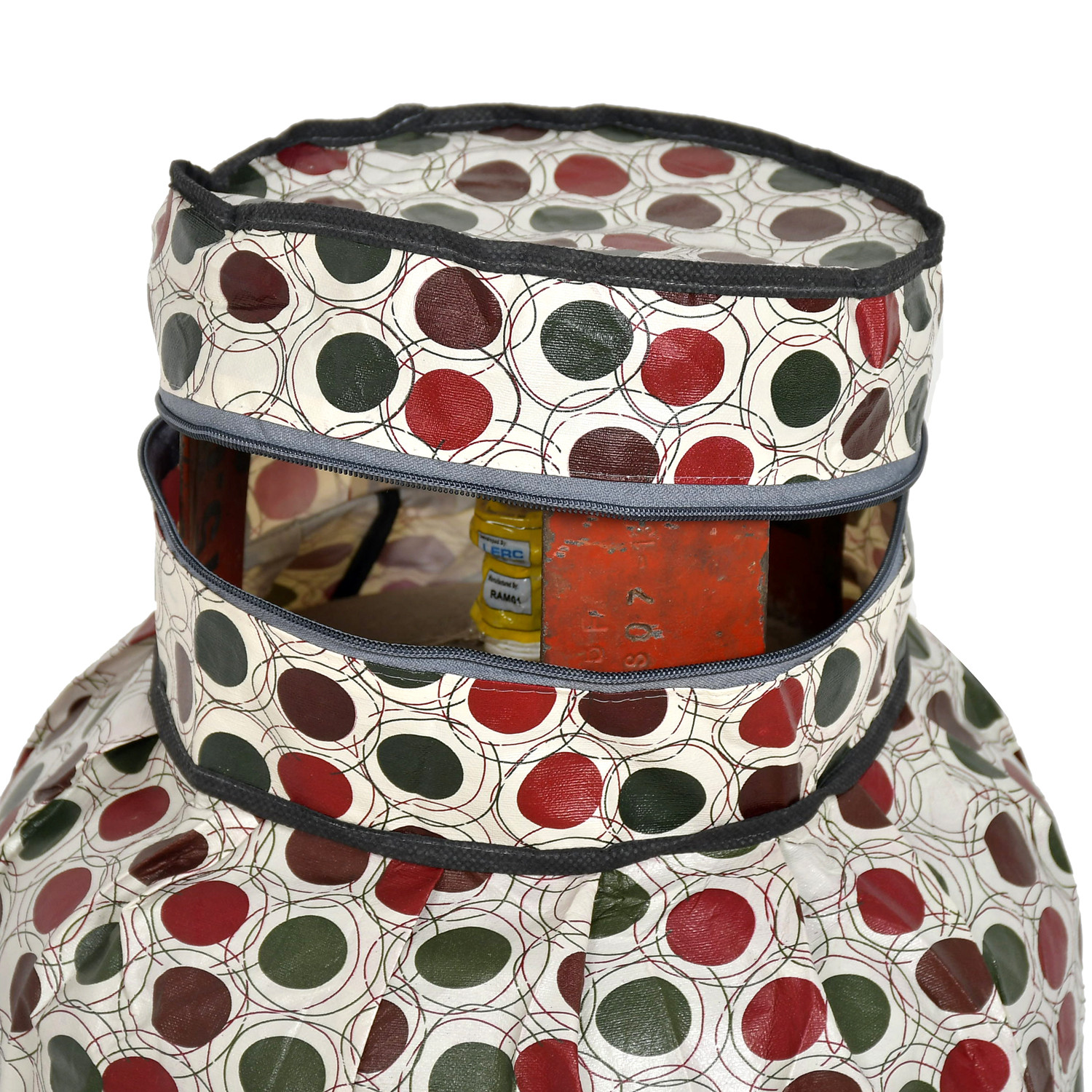 Kuber Industries Circle Design PVC Lpg Gas Cylinder Cover (Maroon & Cream)-HS43KUBMART25613, Standard
