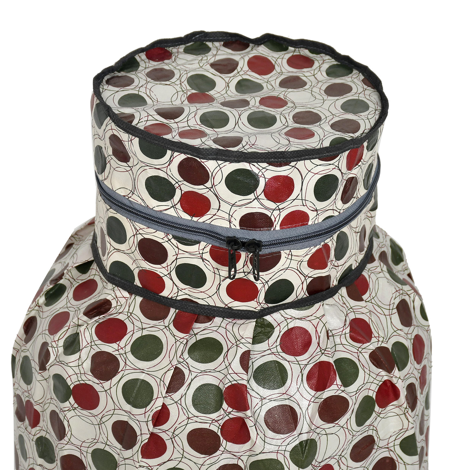 Kuber Industries Circle Design PVC Lpg Gas Cylinder Cover (Maroon & Cream)-HS43KUBMART25613, Standard