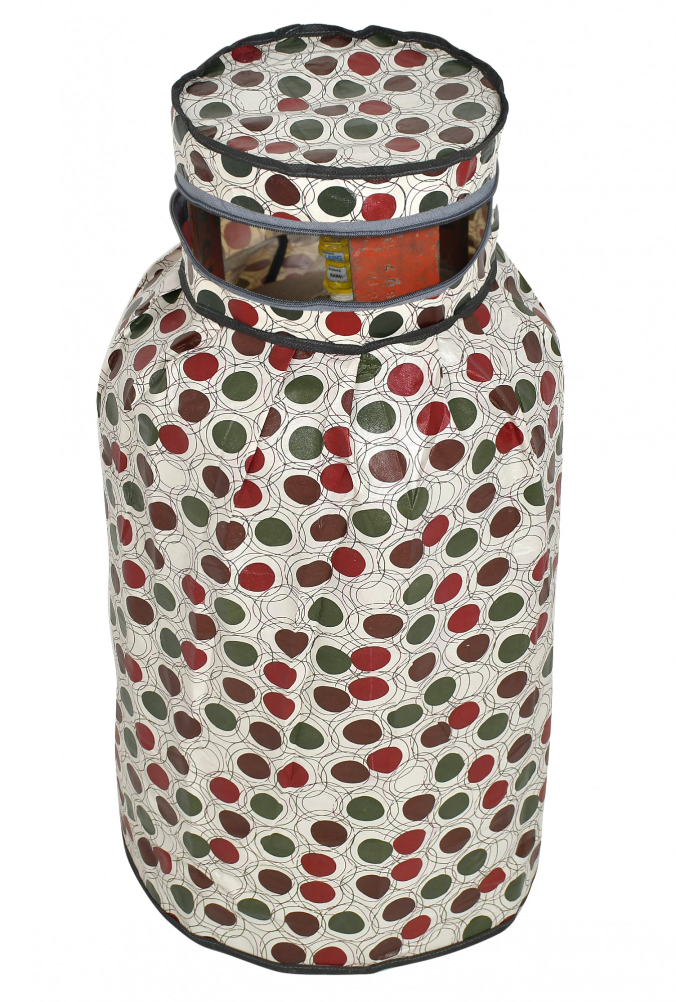Kuber Industries Circle Design PVC Lpg Gas Cylinder Cover (Maroon & Cream)-HS43KUBMART25613, Standard