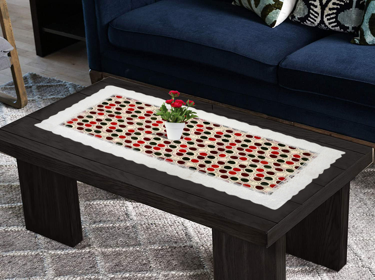 Kuber Industries Circle Design PVC Table Runner For Farmhouse Dinner, Holiday Parties, Wedding, Events, Décor, 18