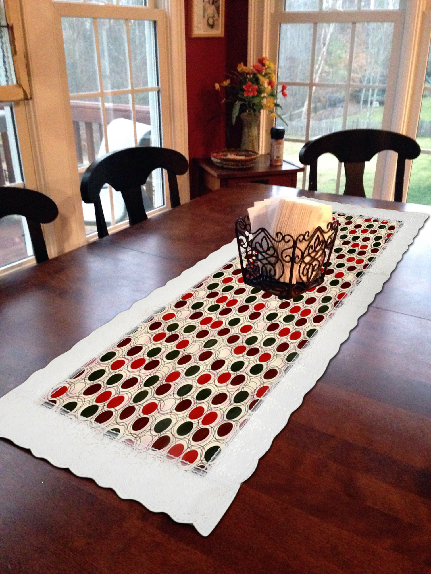 Kuber Industries Circle Design PVC Table Runner For Farmhouse Dinner, Holiday Parties, Wedding, Events, Décor, 18