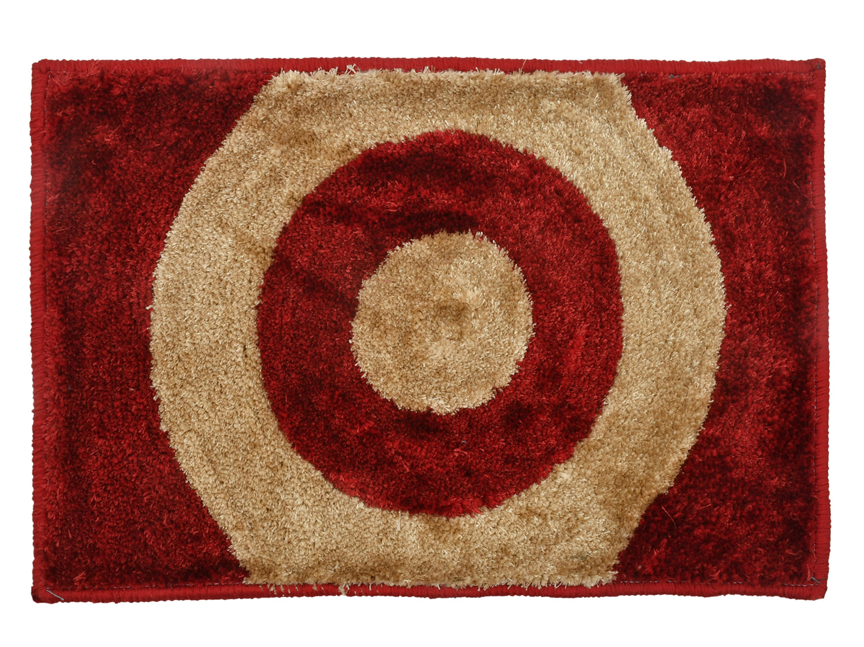 Kuber Industries Circle Design Soft, lightweigth Velvet Doormat/ Floor Mat (Red & Brown)