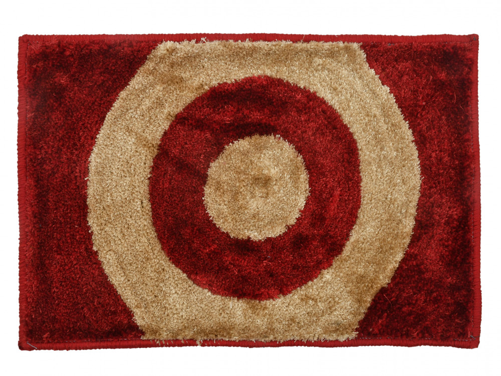 Kuber Industries Circle Design Soft, lightweigth Velvet Doormat/ Floor Mat (Red &amp; Brown)
