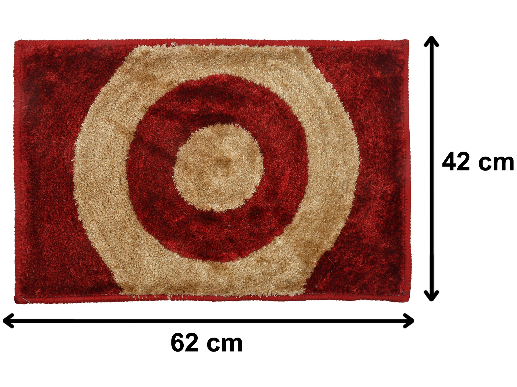 Kuber Industries Circle Design Soft, lightweigth Velvet Doormat/ Floor Mat (Red & Brown)