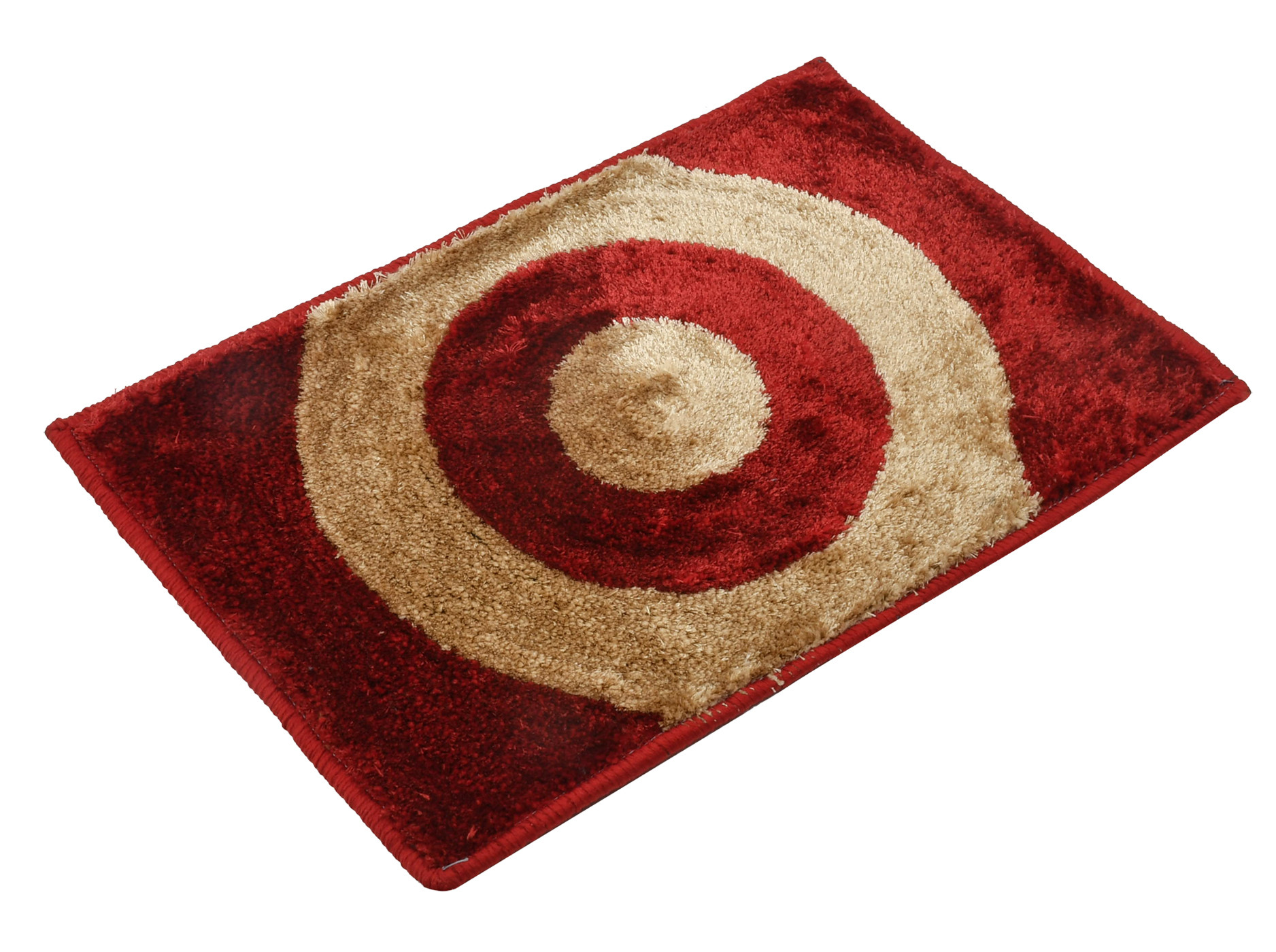 Kuber Industries Circle Design Soft, lightweigth Velvet Doormat/ Floor Mat (Red & Brown)