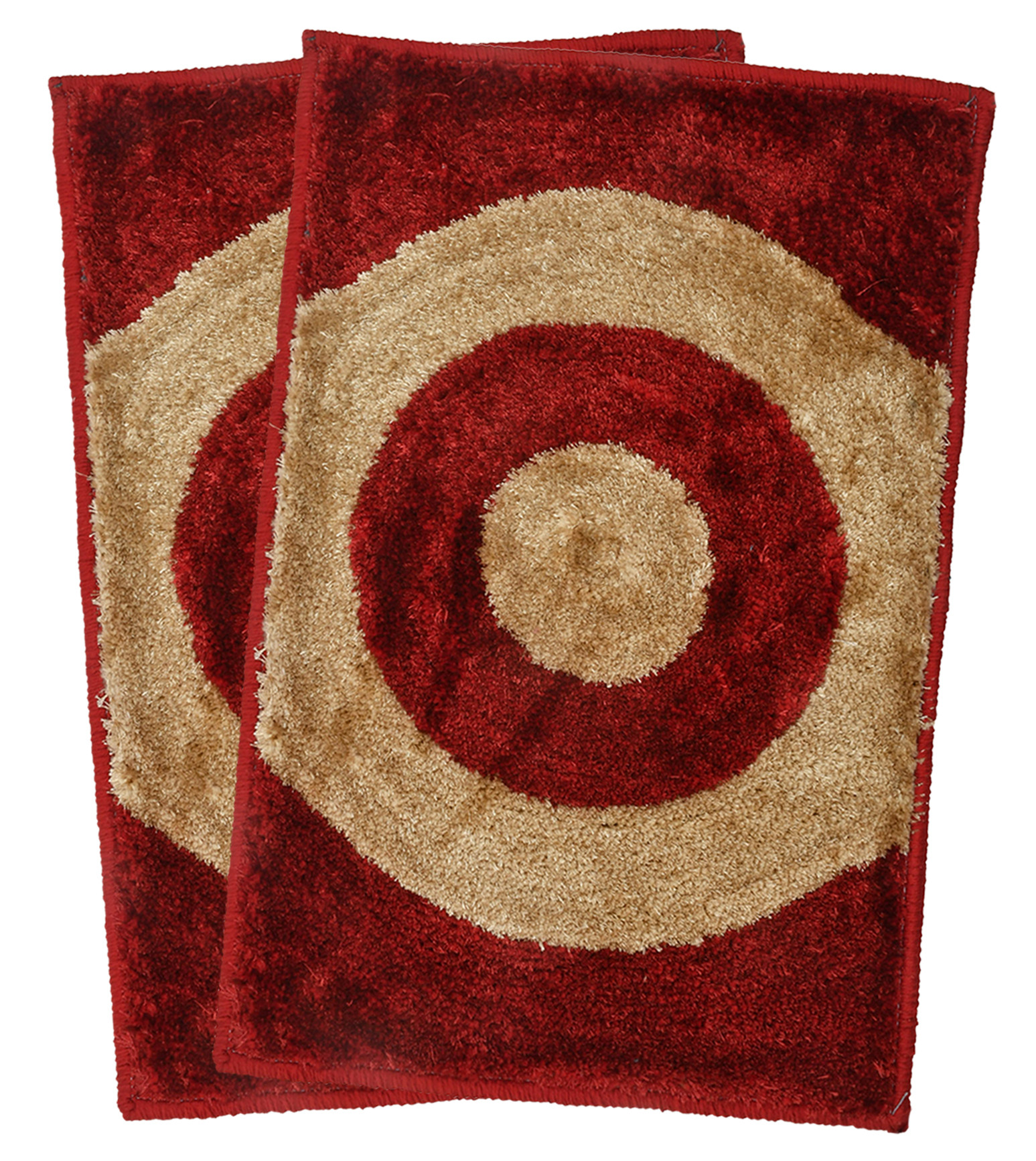 Kuber Industries Circle Design Soft, lightweigth Velvet Doormat/ Floor Mat (Red & Brown)