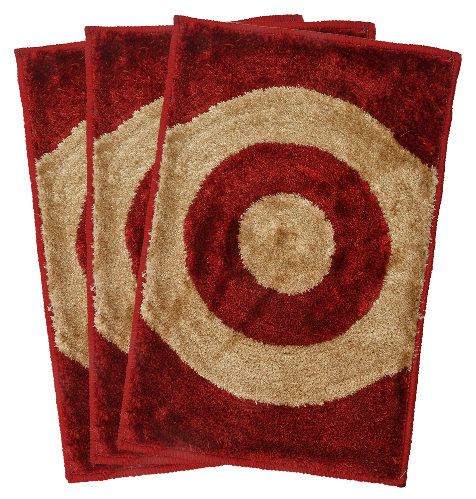 Kuber Industries Circle Design Soft, lightweigth Velvet Doormat/ Floor Mat (Red & Brown)