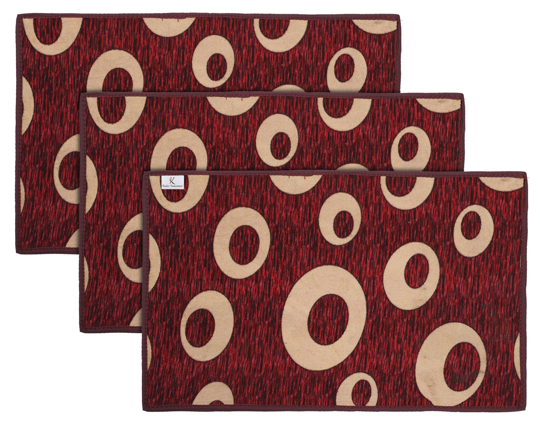 Kuber Industries Circle print Design Durable Microfiber Door Mat, Heavy Duty Doormat, Indoor Outdoor, Easy Clean, Waterproof, Low-Profile Mats for Entry, Patio, Garage (Maroon)-33_S_KUBQMART11456