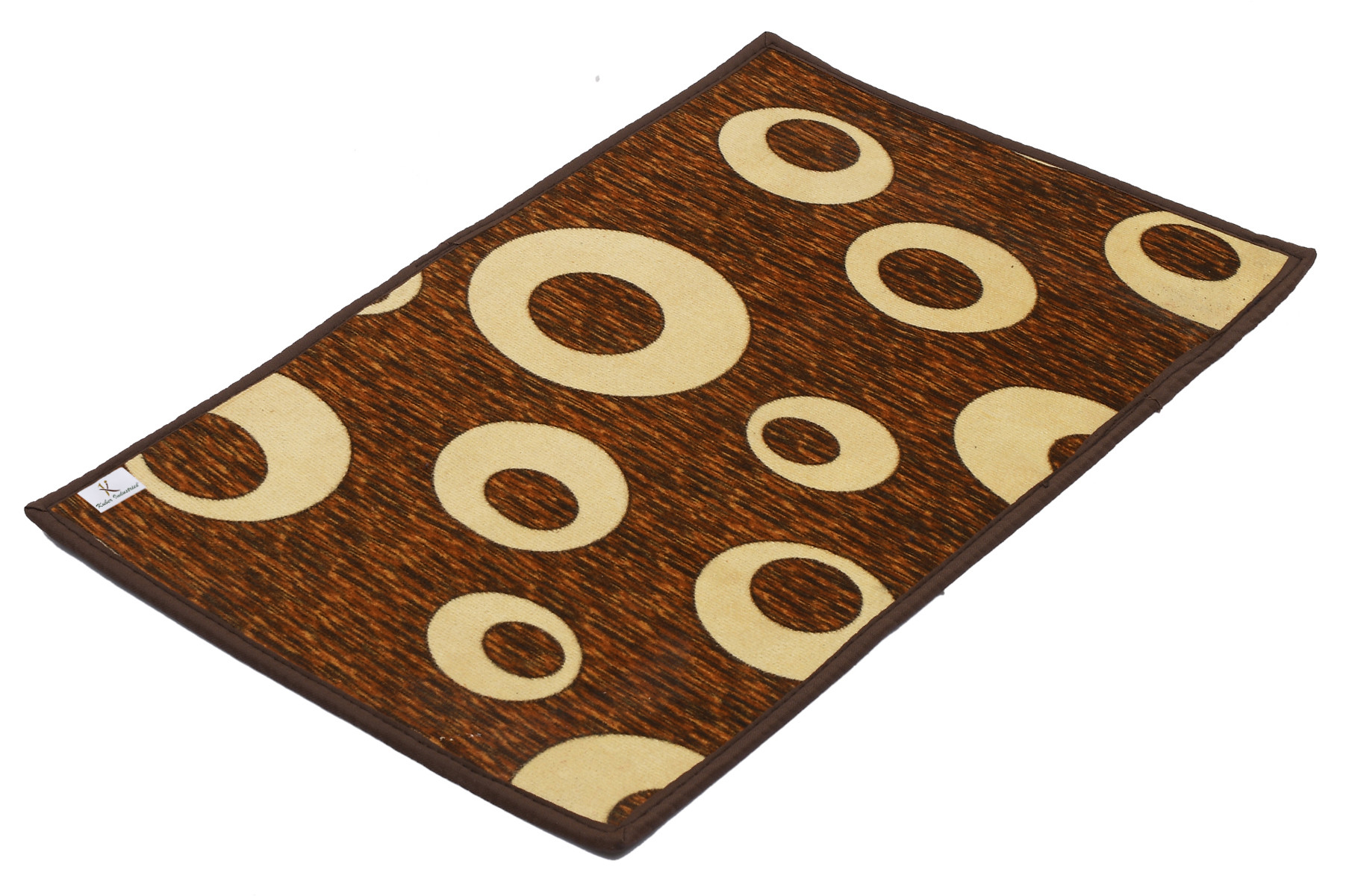 Kuber Industries Circle print Design Durable Microfiber Door Mat, Heavy Duty Doormat, Indoor Outdoor, Easy Clean, Waterproof, Low-Profile Mats for Entry, Patio, Garage (Brown)-33_S_KUBQMART11462