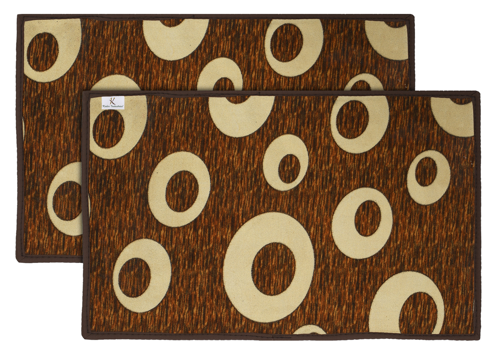 Kuber Industries Circle print Design Durable Microfiber Door Mat, Heavy Duty Doormat, Indoor Outdoor, Easy Clean, Waterproof, Low-Profile Mats for Entry, Patio, Garage (Brown)-33_S_KUBQMART11462