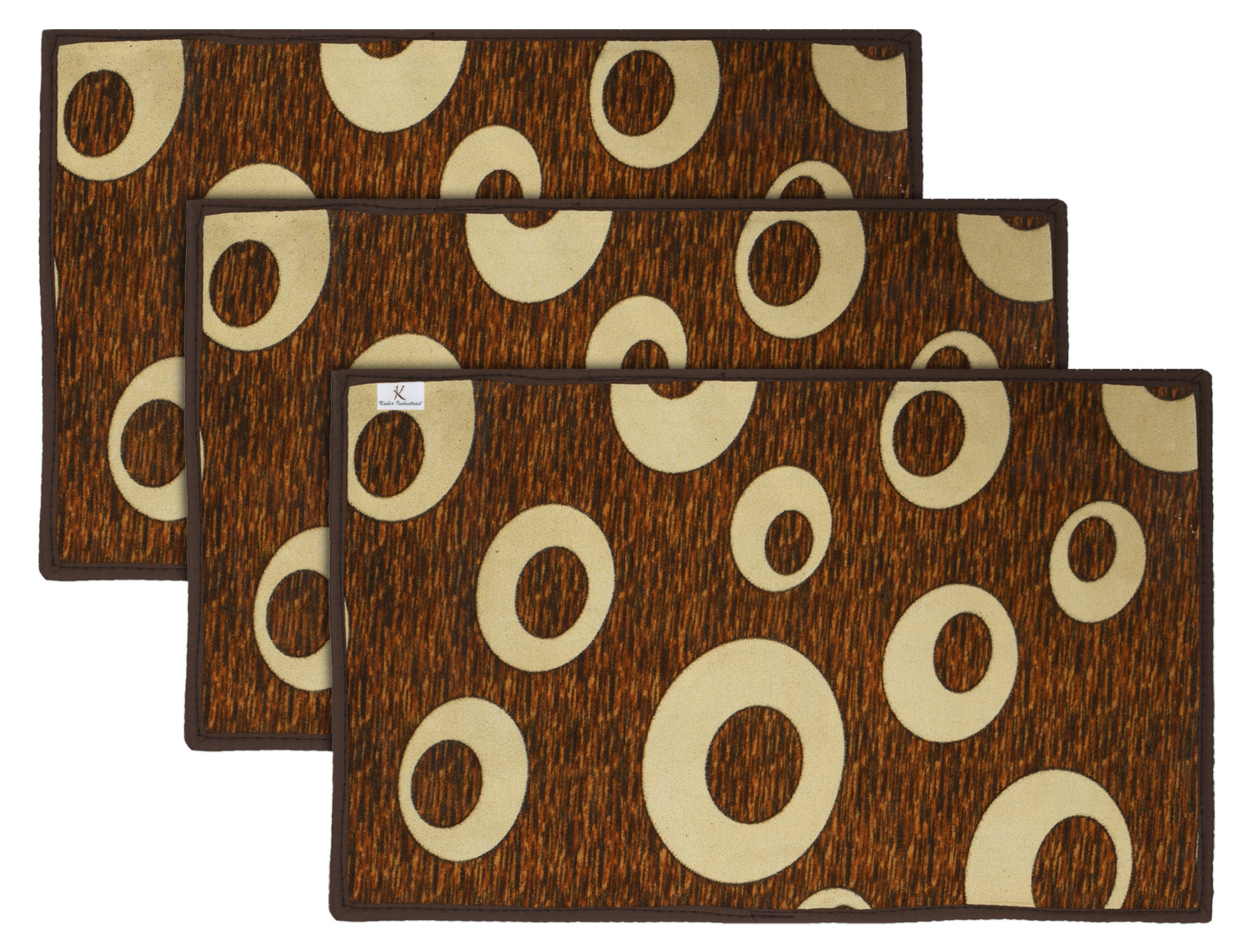 Kuber Industries Circle print Design Durable Microfiber Door Mat, Heavy Duty Doormat, Indoor Outdoor, Easy Clean, Waterproof, Low-Profile Mats for Entry, Patio, Garage (Brown)-33_S_KUBQMART11462