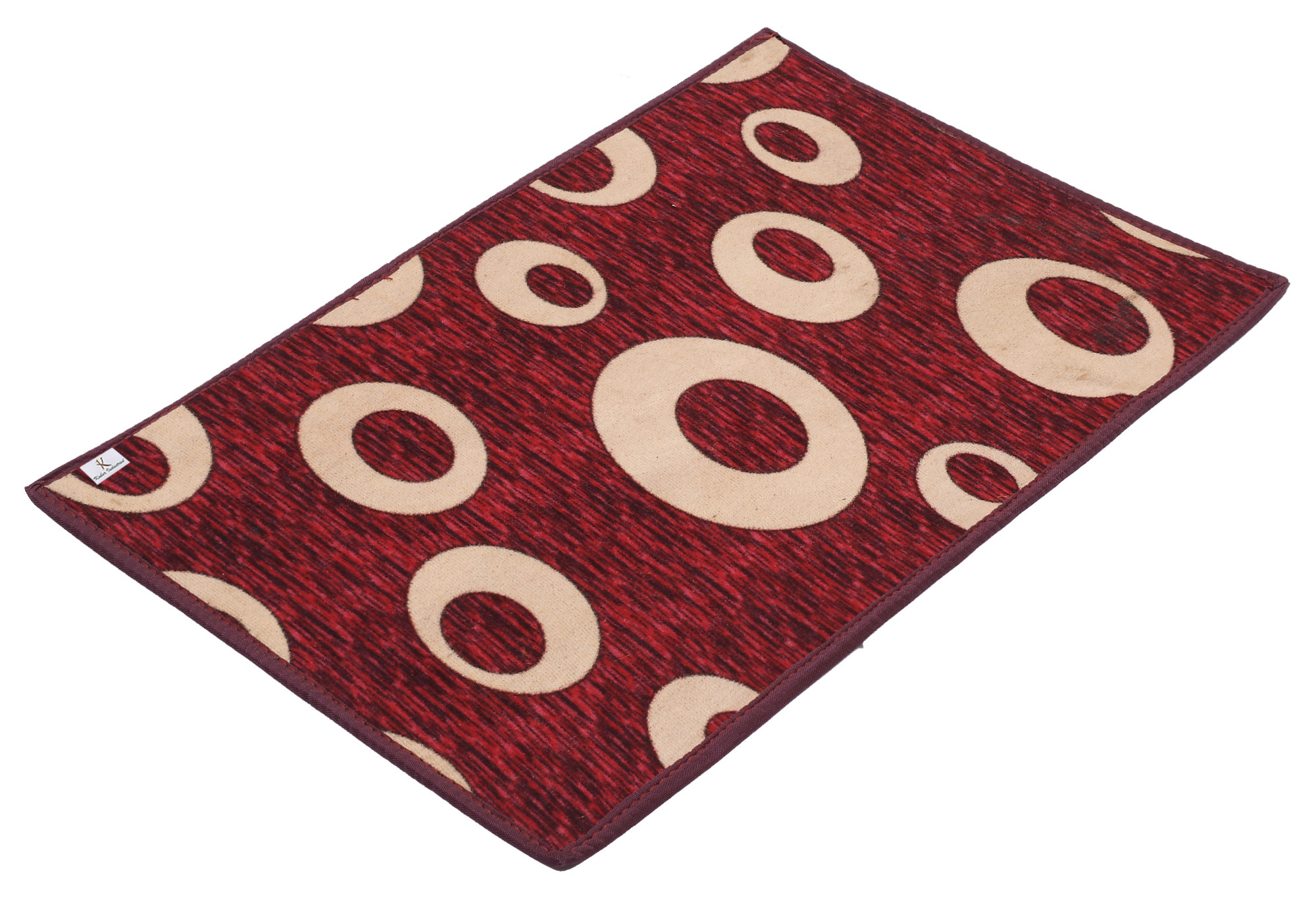 Kuber Industries Circle print Design Durable Microfiber Door Mat, Heavy Duty Doormat, Indoor Outdoor, Easy Clean, Waterproof, Low-Profile Mats for Entry, Patio, Garage (Set Of 2,Maroon & Brown)-33_S_KUBQMART11468