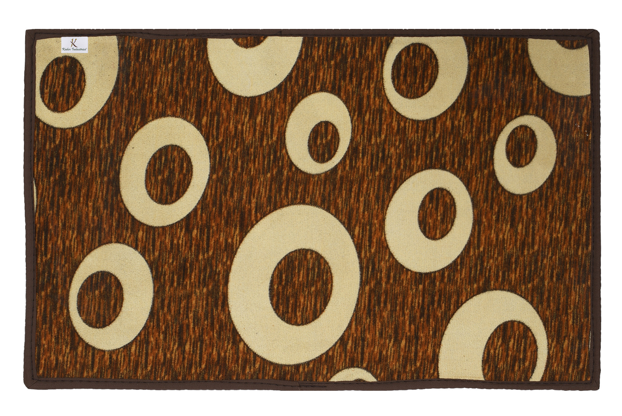 Kuber Industries Circle print Design Durable Microfiber Door Mat, Heavy Duty Doormat, Indoor Outdoor, Easy Clean, Waterproof, Low-Profile Mats for Entry, Patio, Garage (Set Of 2,Maroon & Brown)-33_S_KUBQMART11468