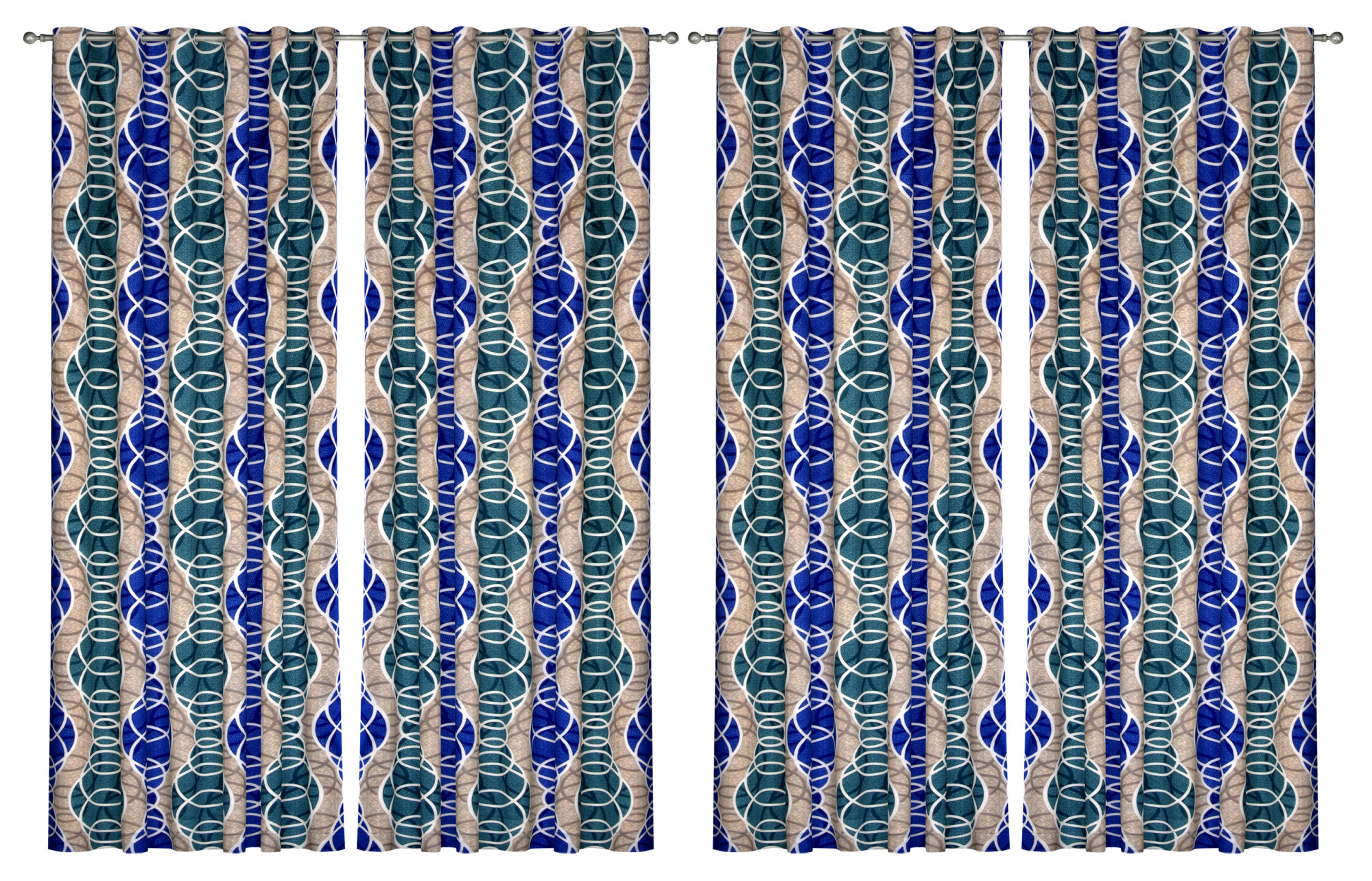 Kuber Industries Circle Print Room Darkening Door Curtain, 7 Feet (Cream & Blue)