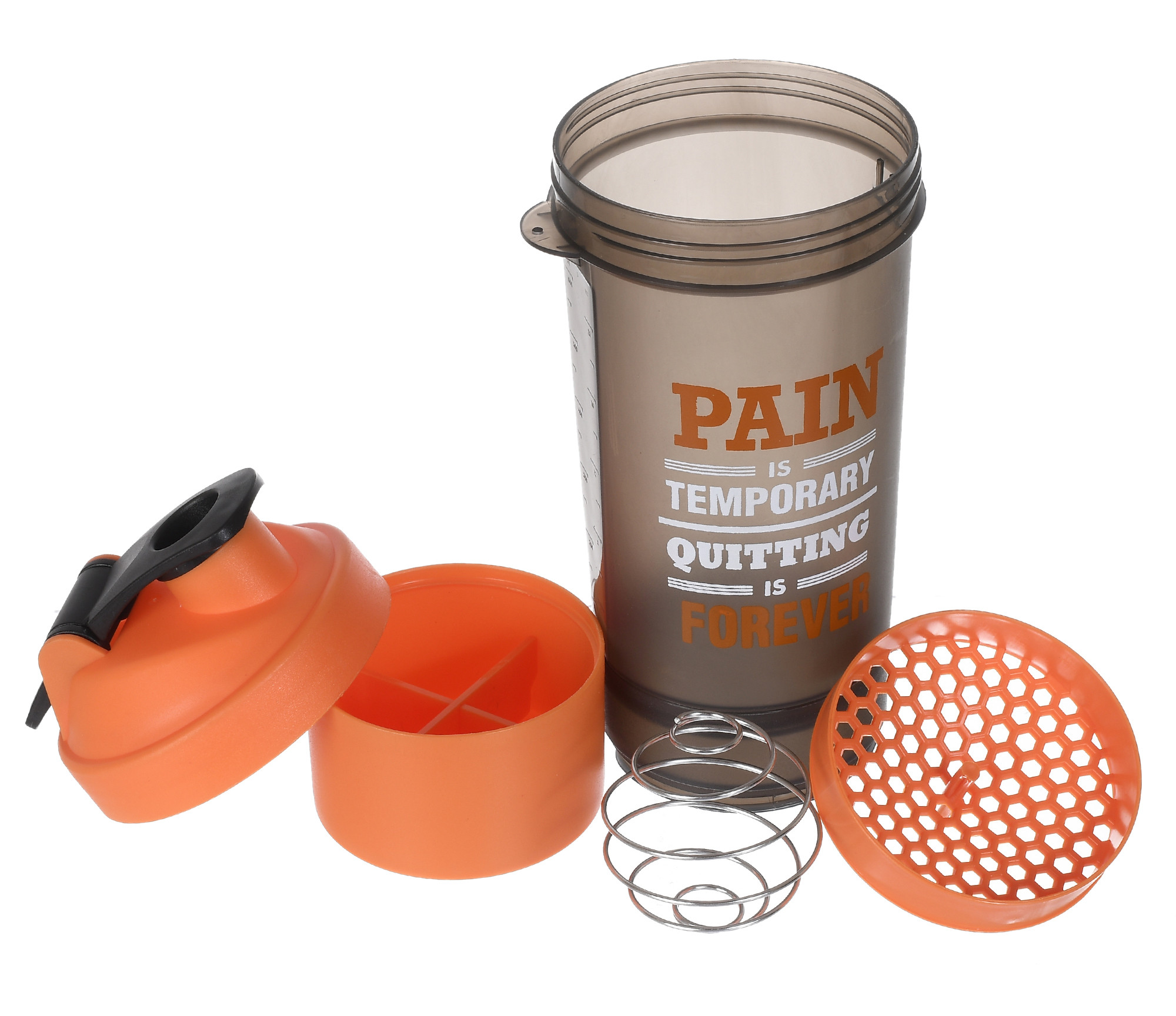 Kuber Industries Classic Shaker Bottle Perfect for Protein Shakes and Pre Workout with Pill Organizer and Storage for Protein Powder (Orange)