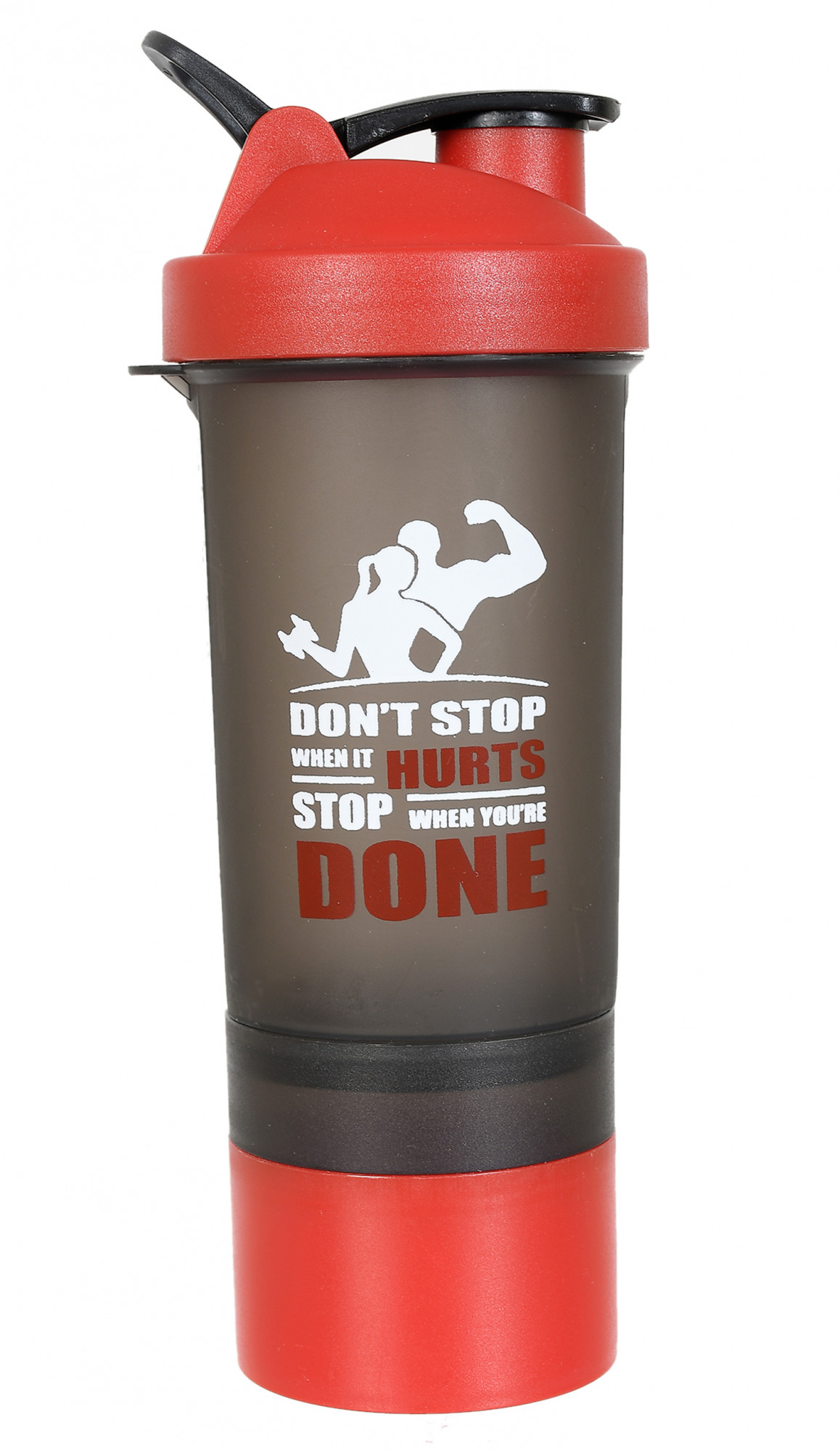 Kuber Industries Classic Shaker Bottle Perfect for Protein Shakes and Pre Workout with Pill Organizer and Storage for Protein Powder (Red)
