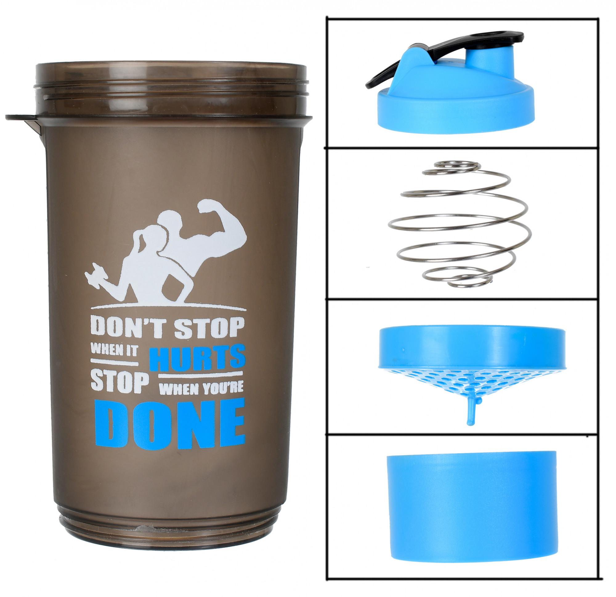 Kuber Industries Classic Shaker Bottle Perfect for Protein Shakes and Pre Workout with Pill Organizer and Storage for Protein Powder (Blue)