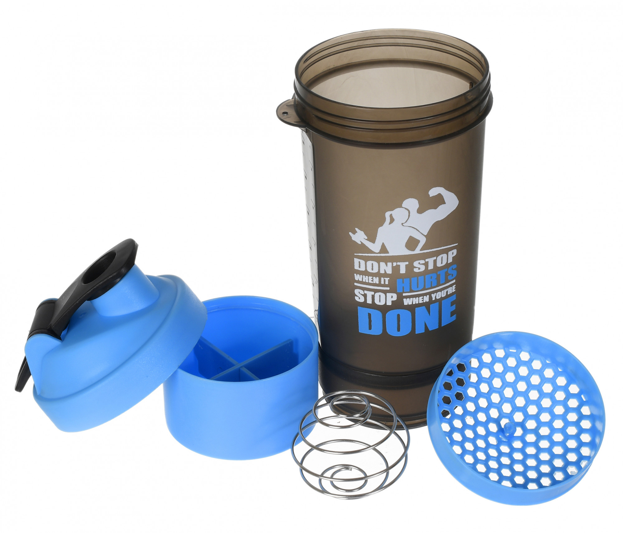 Kuber Industries Classic Shaker Bottle Perfect for Protein Shakes and Pre Workout with Pill Organizer and Storage for Protein Powder (Blue)