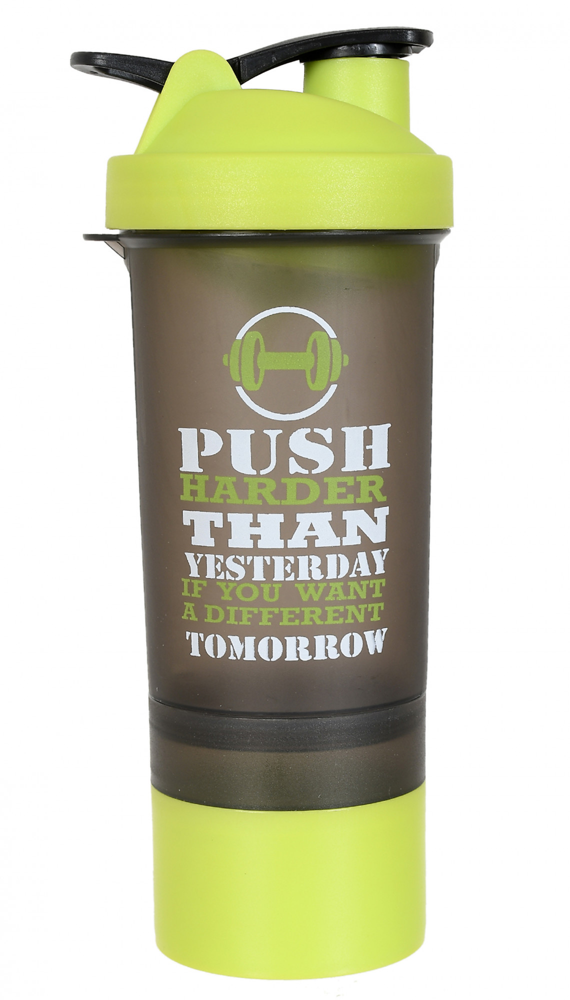 Kuber Industries Classic Shaker Bottle Perfect for Protein Shakes and Pre Workout with Pill Organizer and Storage for Protein Powder (Green)