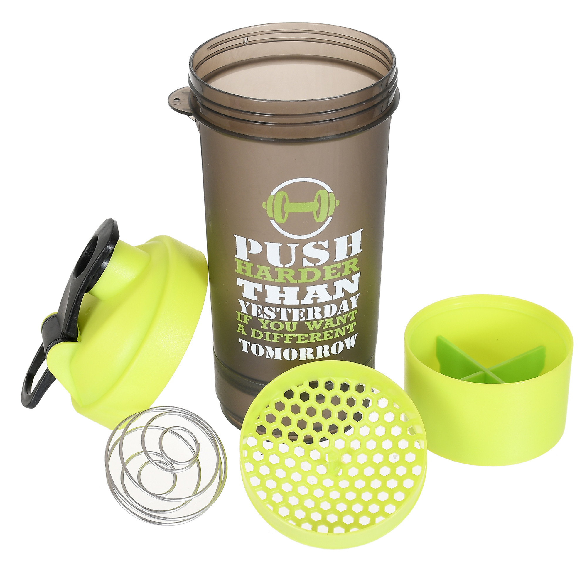 Kuber Industries Classic Shaker Bottle Perfect for Protein Shakes and Pre Workout with Pill Organizer and Storage for Protein Powder (Green)